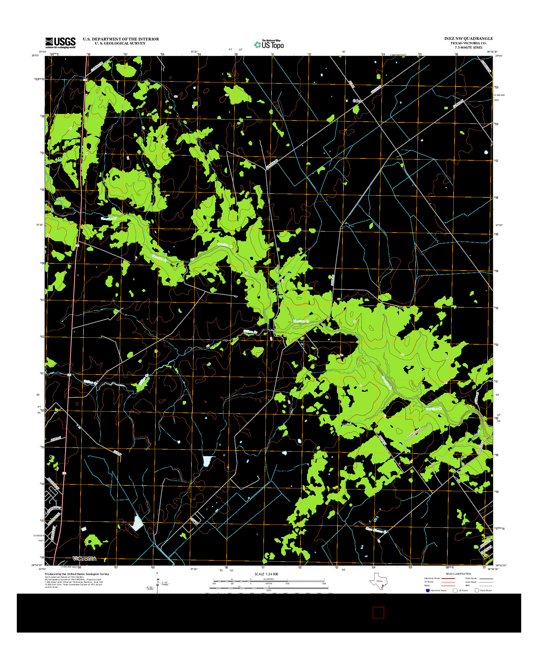 USGS US TOPO 7.5-MINUTE MAP FOR INEZ NW, TX 2013