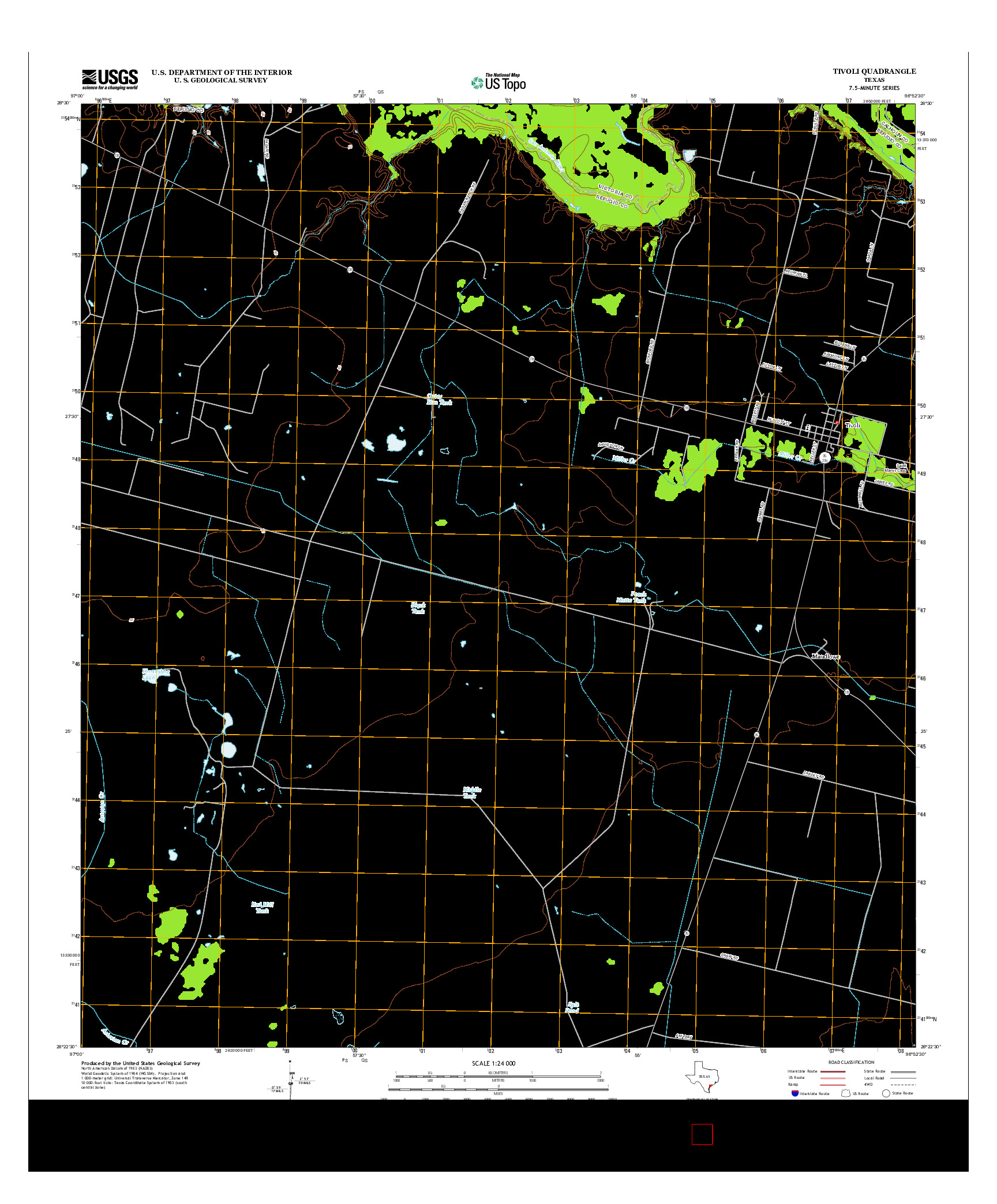 USGS US TOPO 7.5-MINUTE MAP FOR TIVOLI, TX 2013