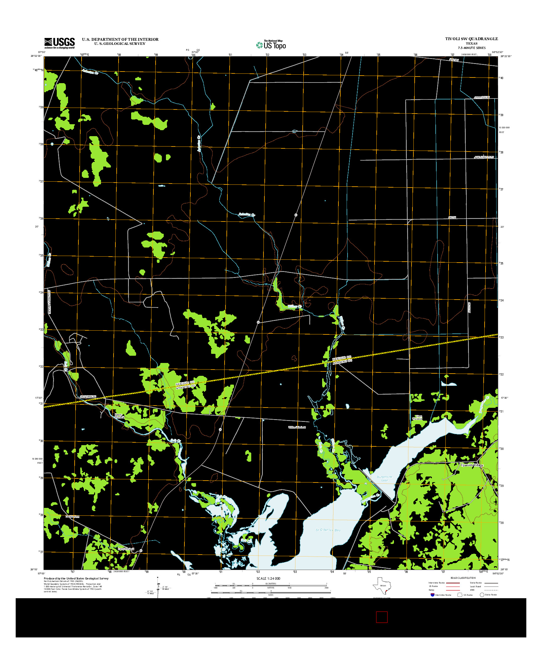 USGS US TOPO 7.5-MINUTE MAP FOR TIVOLI SW, TX 2013