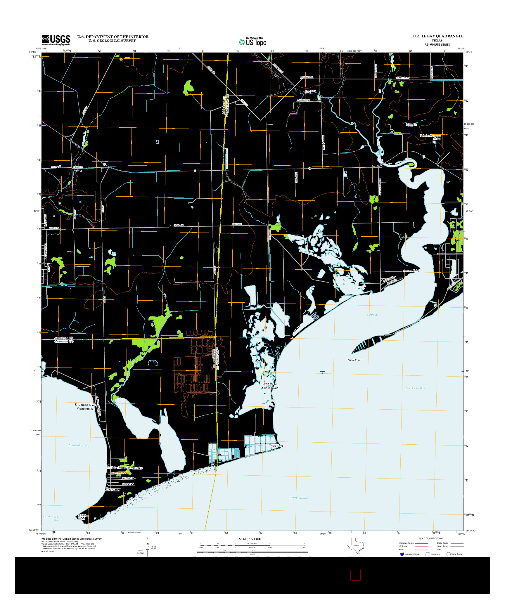 USGS US TOPO 7.5-MINUTE MAP FOR TURTLE BAY, TX 2013