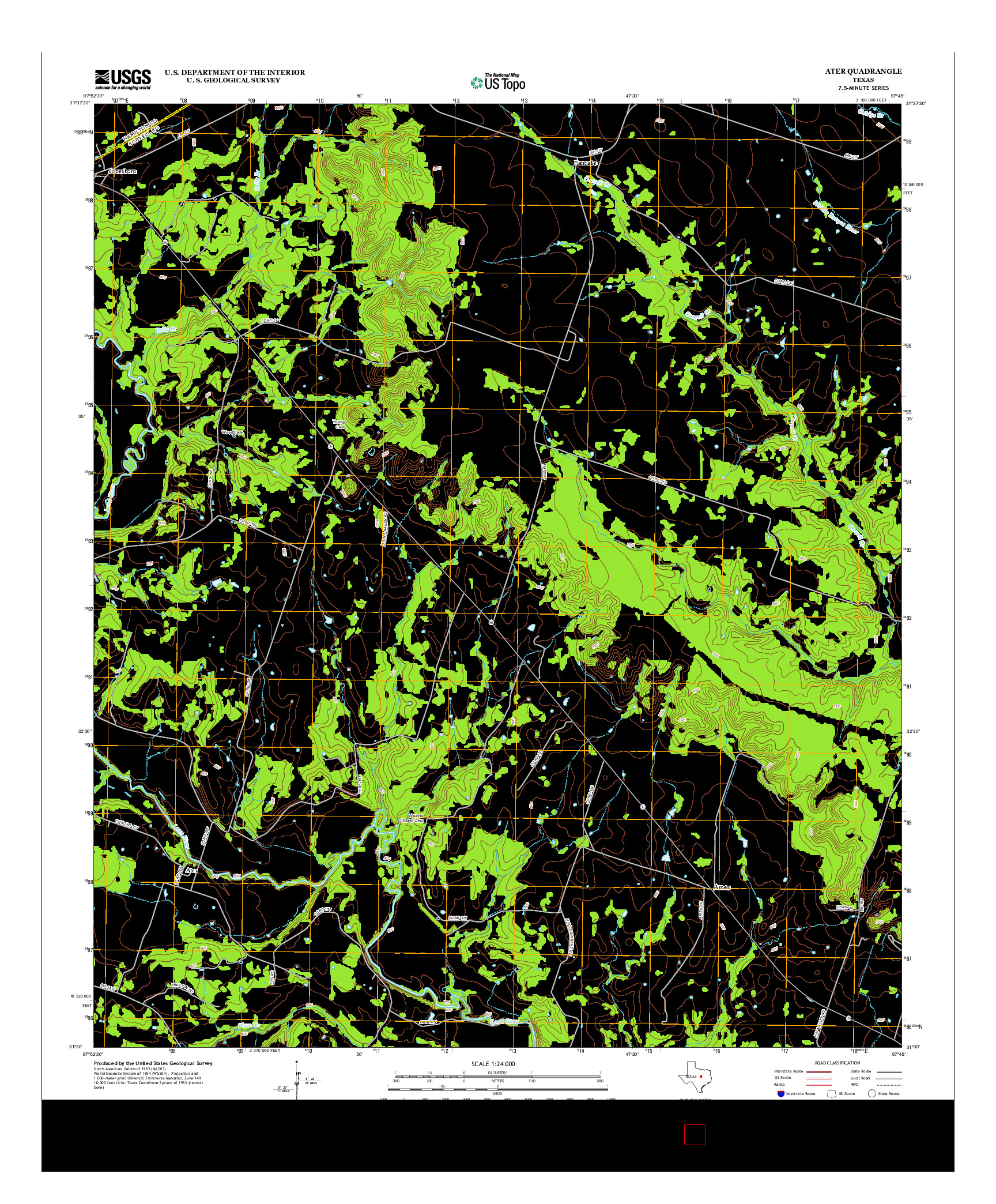 USGS US TOPO 7.5-MINUTE MAP FOR ATER, TX 2013