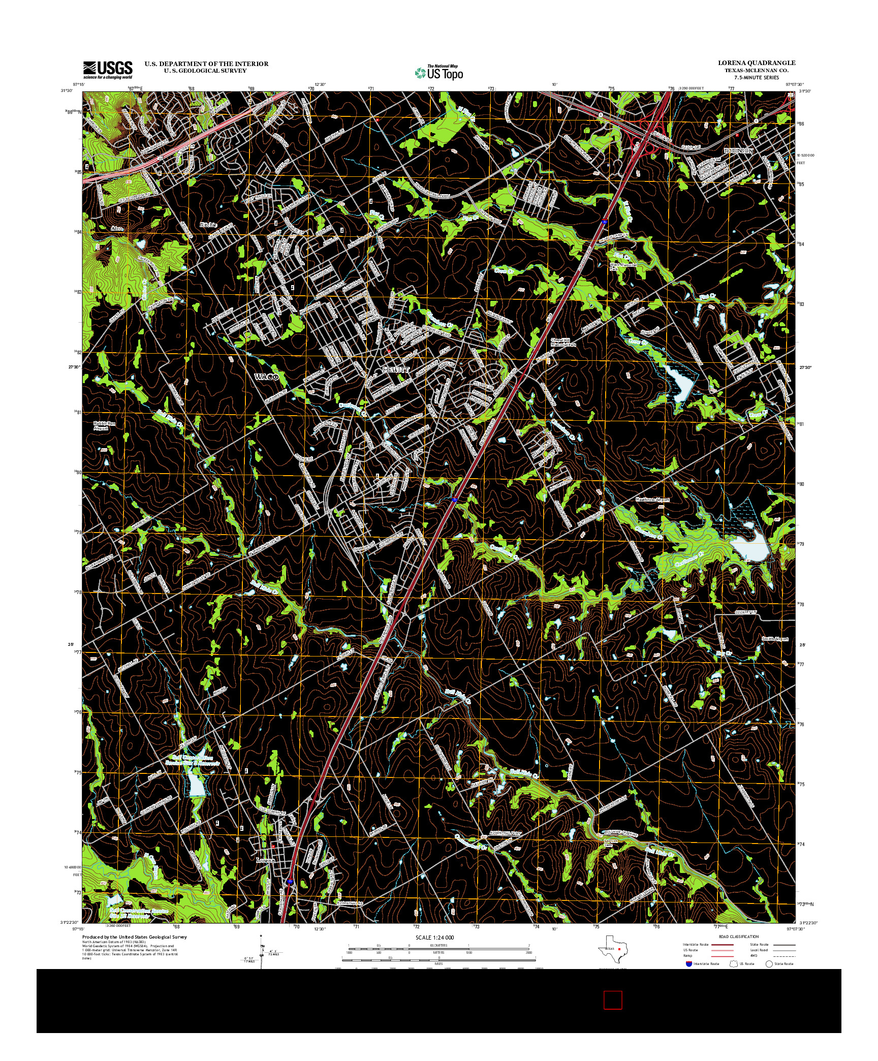 USGS US TOPO 7.5-MINUTE MAP FOR LORENA, TX 2013