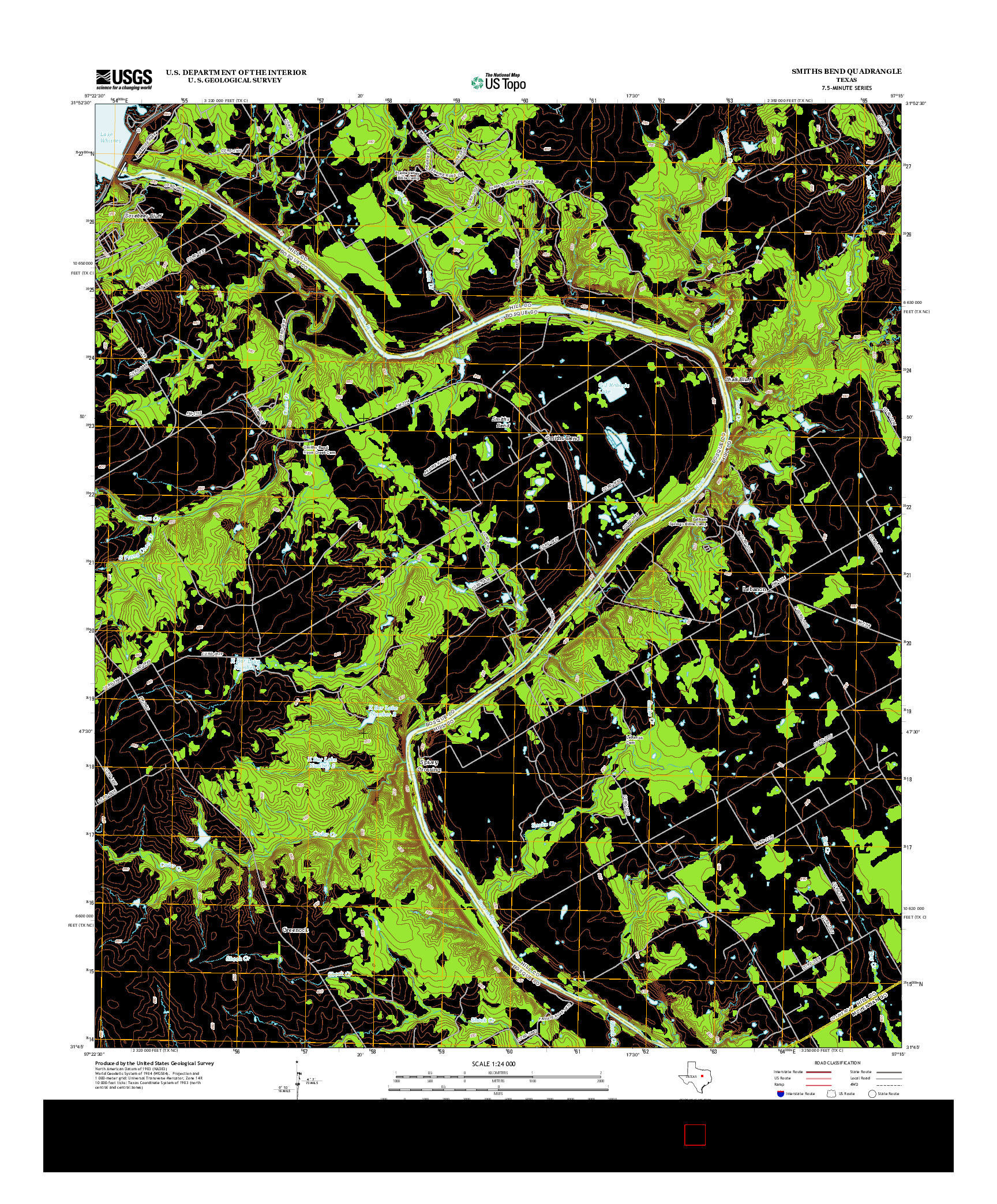 USGS US TOPO 7.5-MINUTE MAP FOR SMITHS BEND, TX 2013