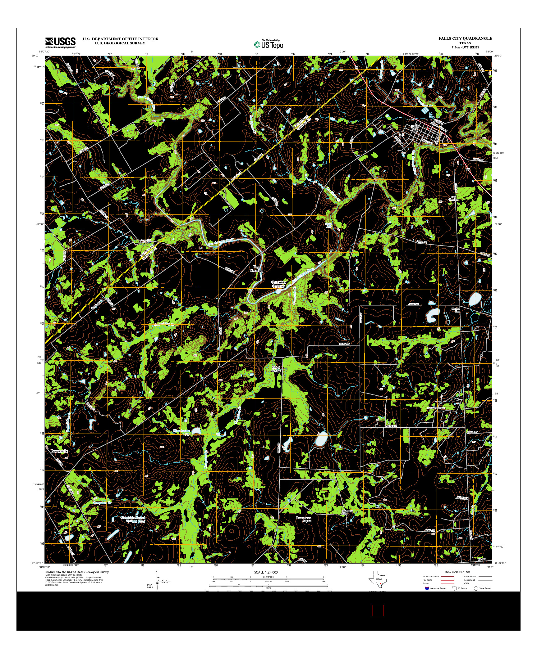 USGS US TOPO 7.5-MINUTE MAP FOR FALLS CITY, TX 2013