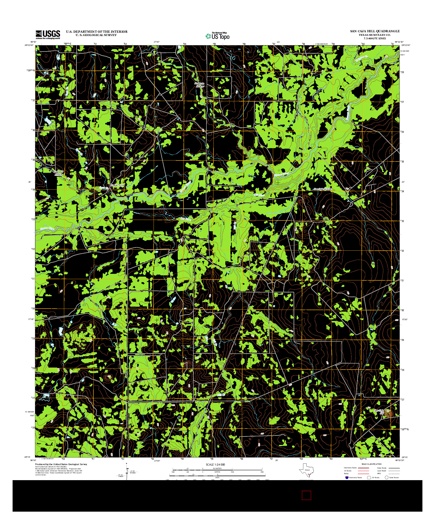 USGS US TOPO 7.5-MINUTE MAP FOR SAN CAJA HILL, TX 2013