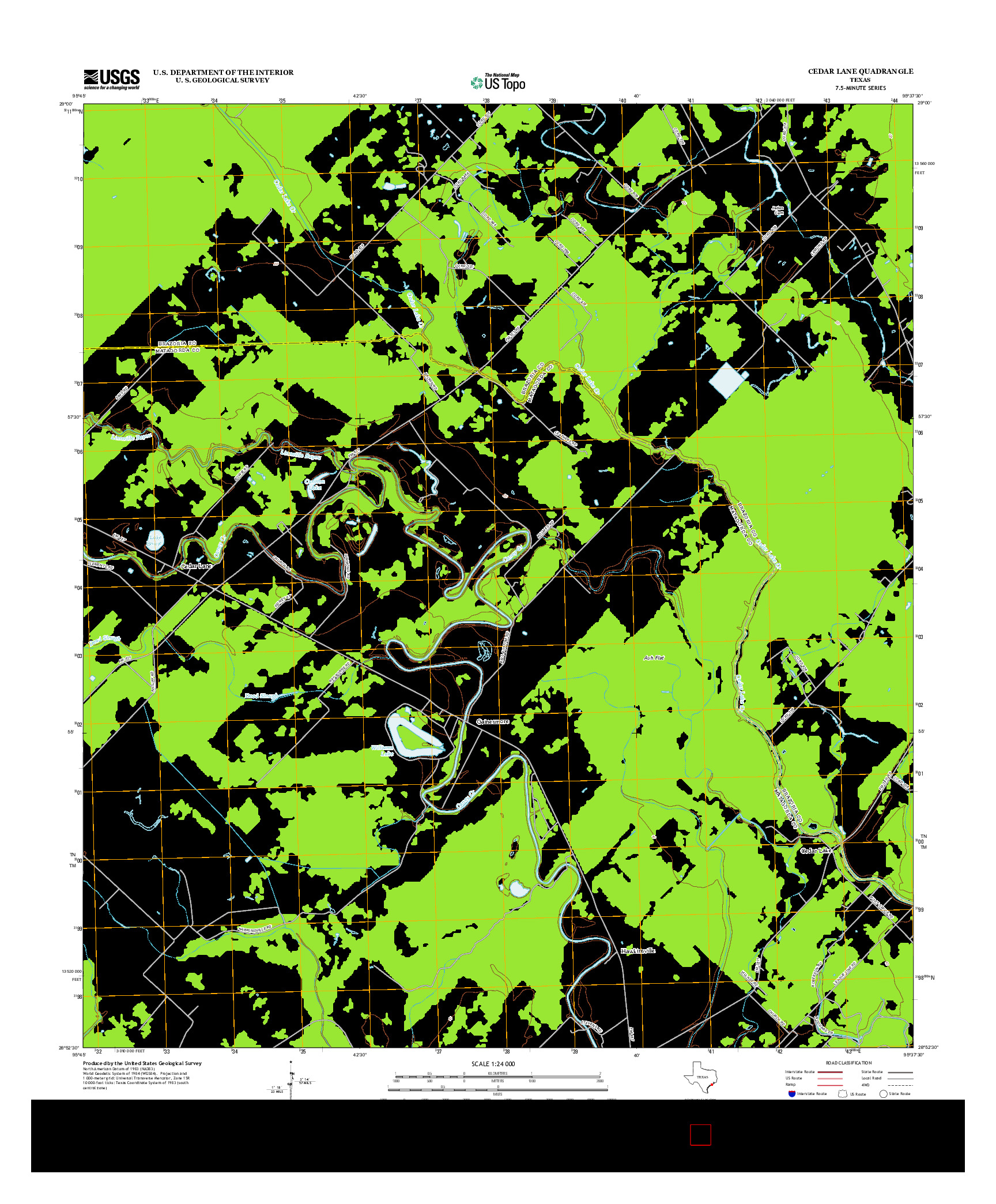 USGS US TOPO 7.5-MINUTE MAP FOR CEDAR LANE, TX 2013