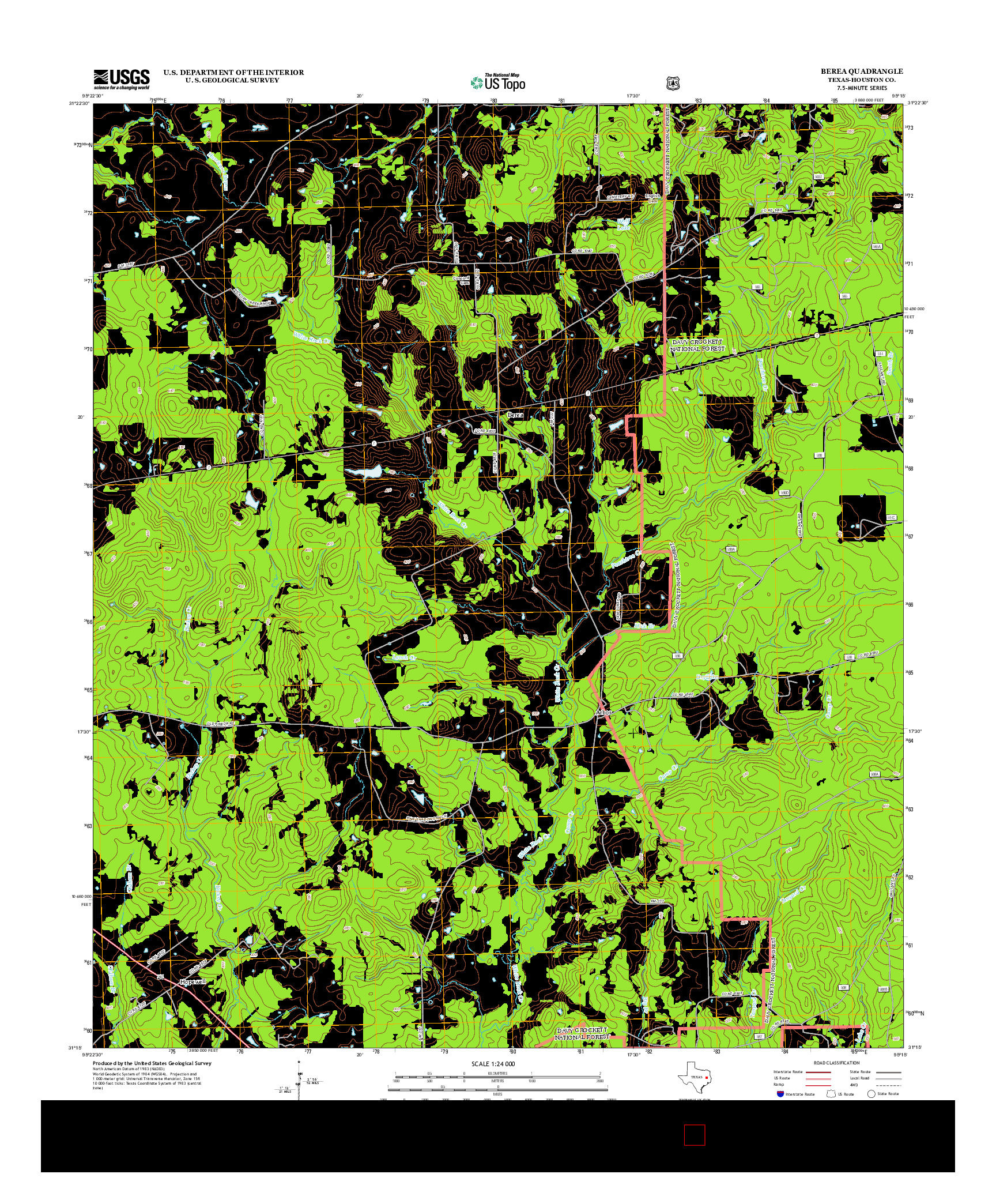 USGS US TOPO 7.5-MINUTE MAP FOR BEREA, TX 2013