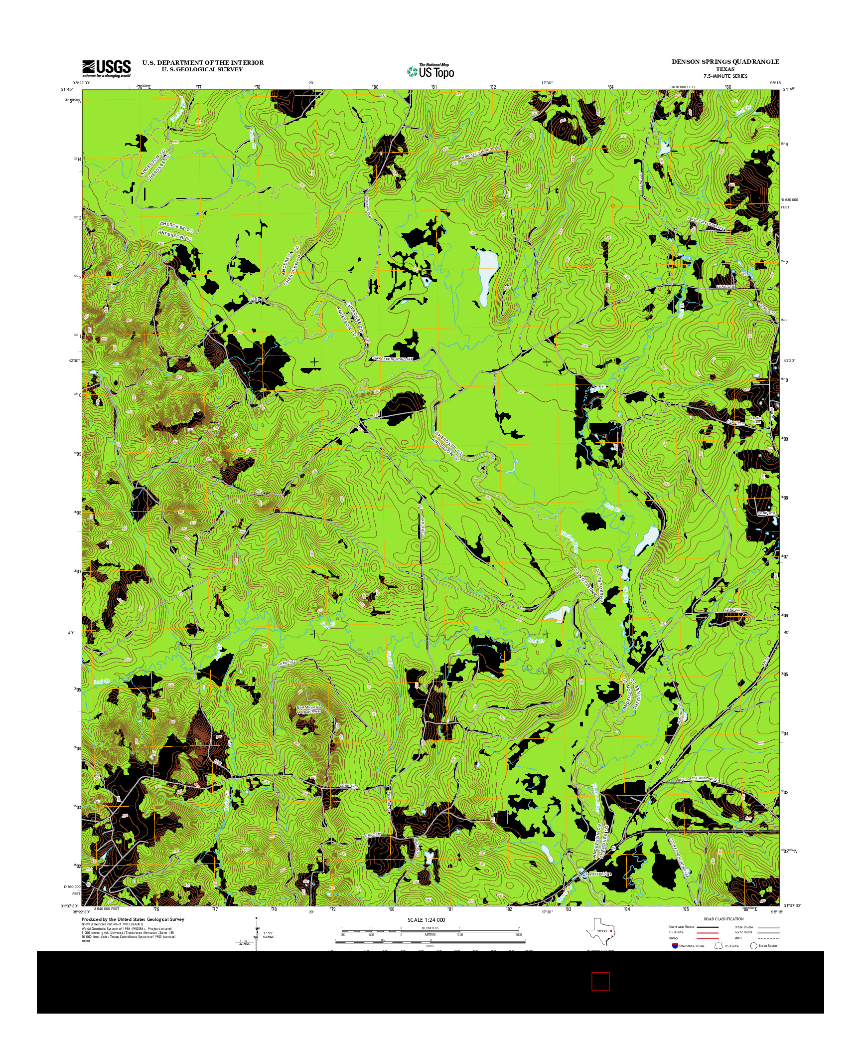 USGS US TOPO 7.5-MINUTE MAP FOR DENSON SPRINGS, TX 2013