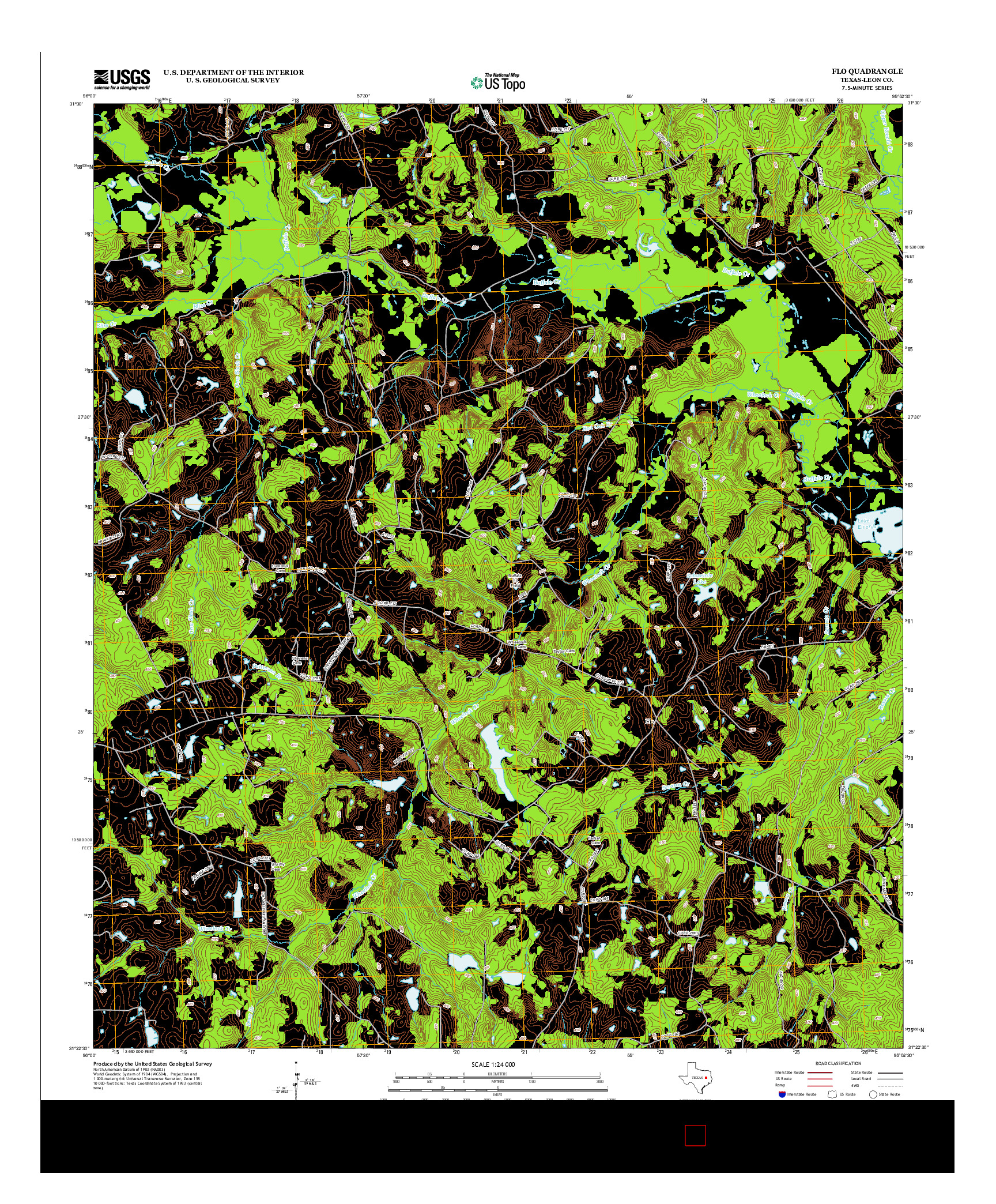 USGS US TOPO 7.5-MINUTE MAP FOR FLO, TX 2013