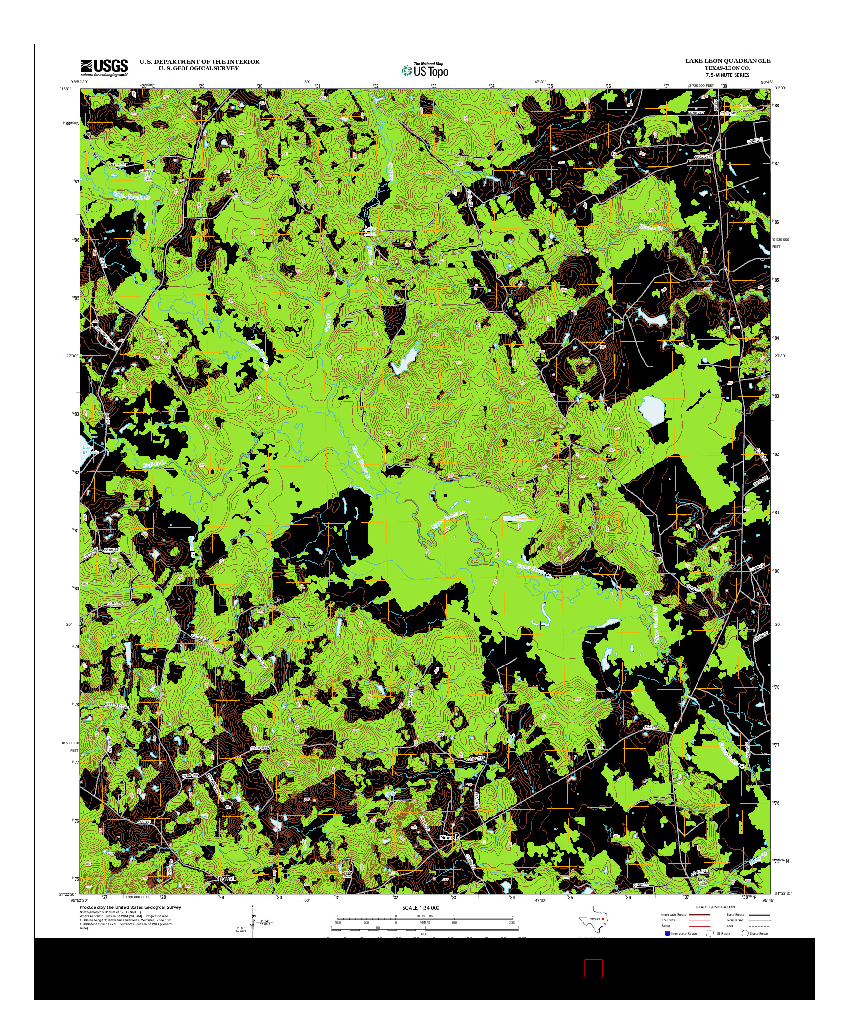 USGS US TOPO 7.5-MINUTE MAP FOR LAKE LEON, TX 2013