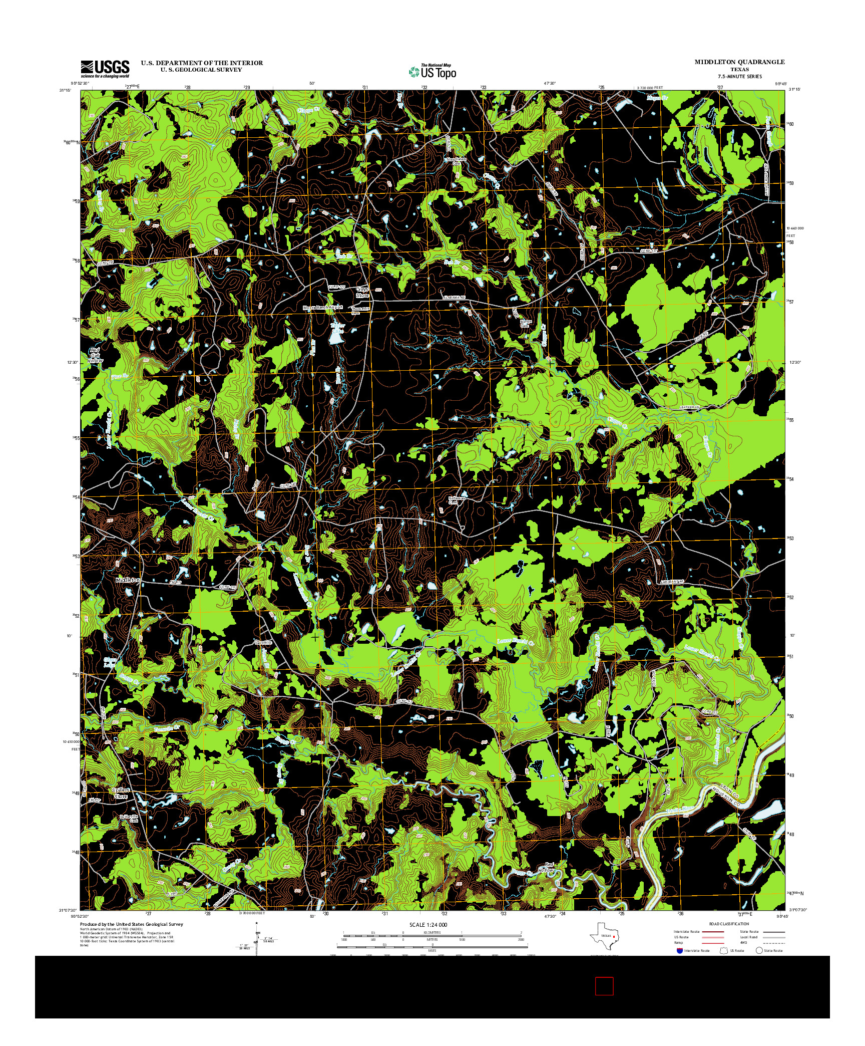 USGS US TOPO 7.5-MINUTE MAP FOR MIDDLETON, TX 2013