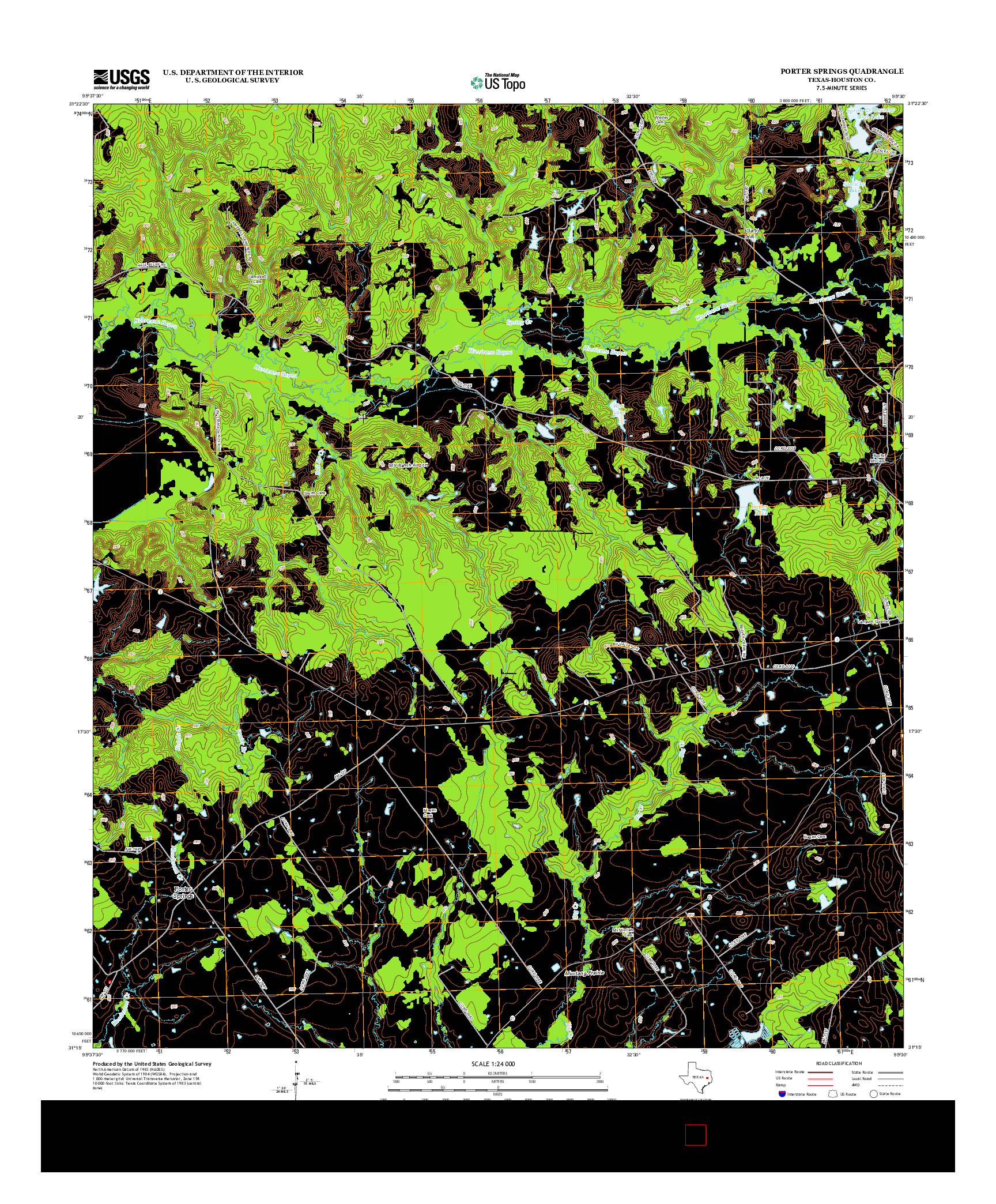 USGS US TOPO 7.5-MINUTE MAP FOR PORTER SPRINGS, TX 2013