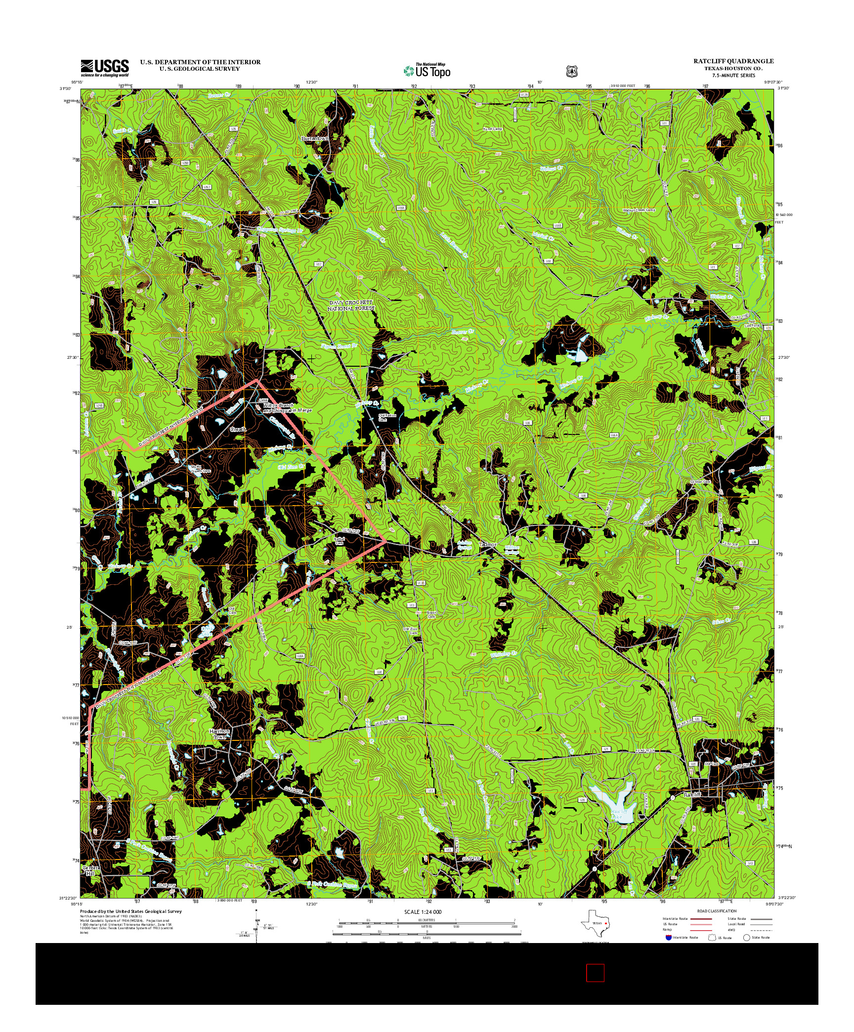 USGS US TOPO 7.5-MINUTE MAP FOR RATCLIFF, TX 2013