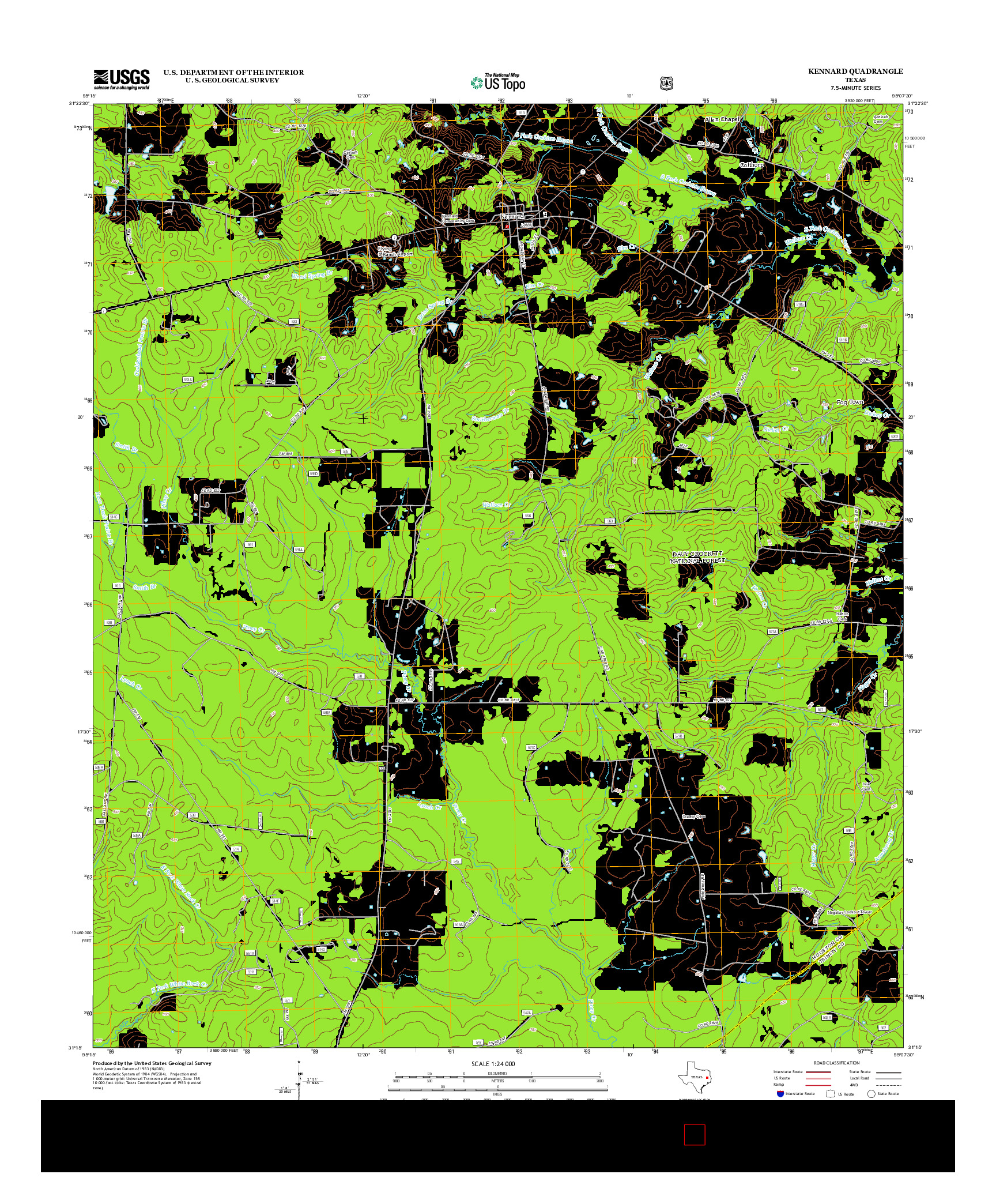 USGS US TOPO 7.5-MINUTE MAP FOR KENNARD, TX 2013
