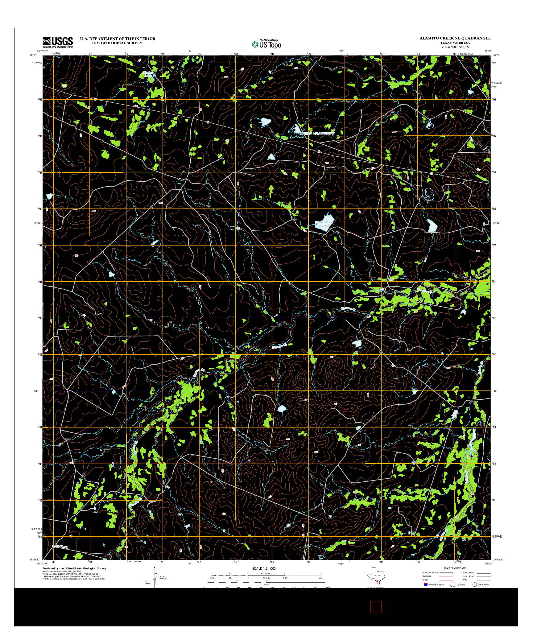 USGS US TOPO 7.5-MINUTE MAP FOR ALAMITO CREEK NE, TX 2013