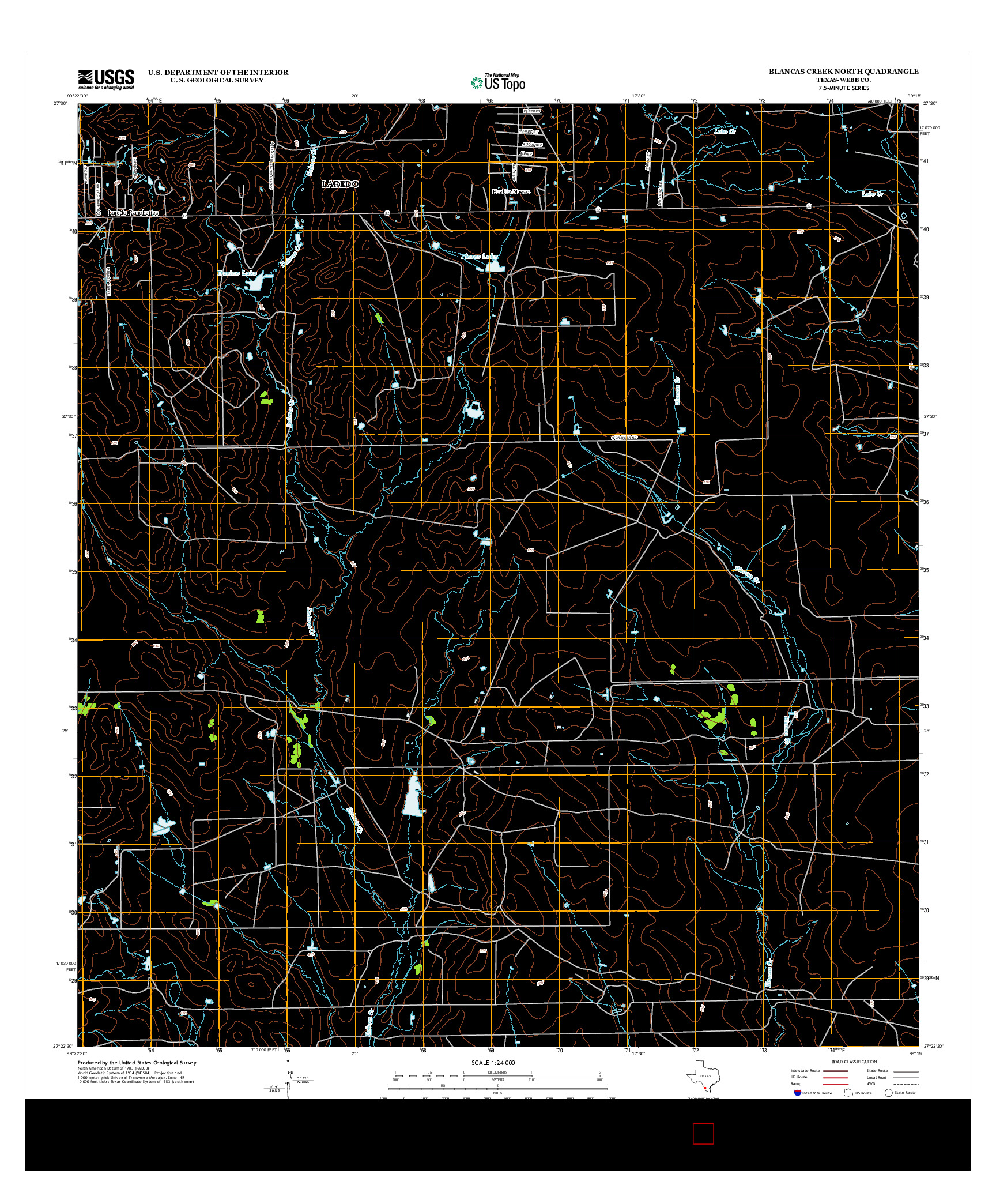 USGS US TOPO 7.5-MINUTE MAP FOR BLANCAS CREEK NORTH, TX 2013