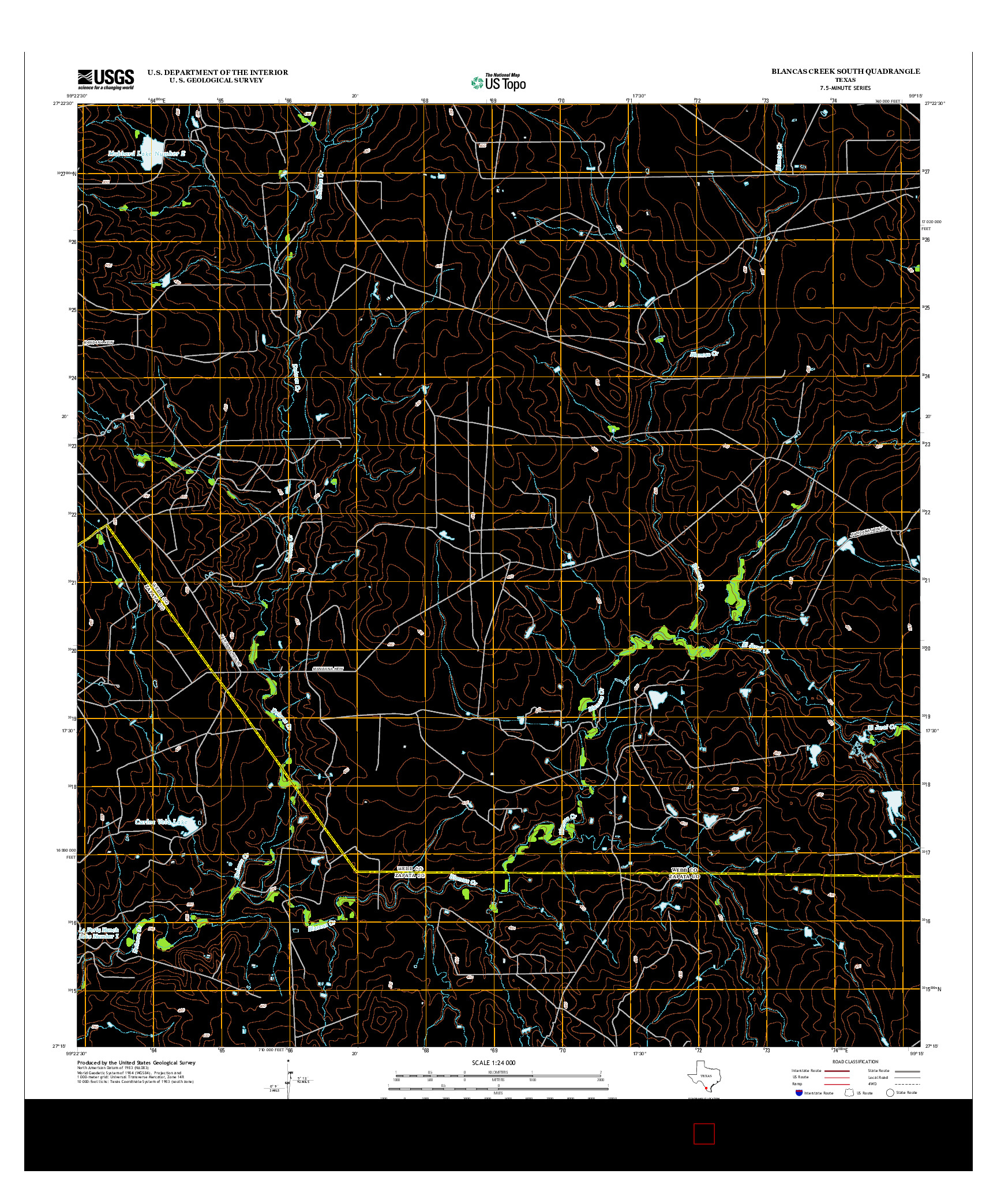 USGS US TOPO 7.5-MINUTE MAP FOR BLANCAS CREEK SOUTH, TX 2013