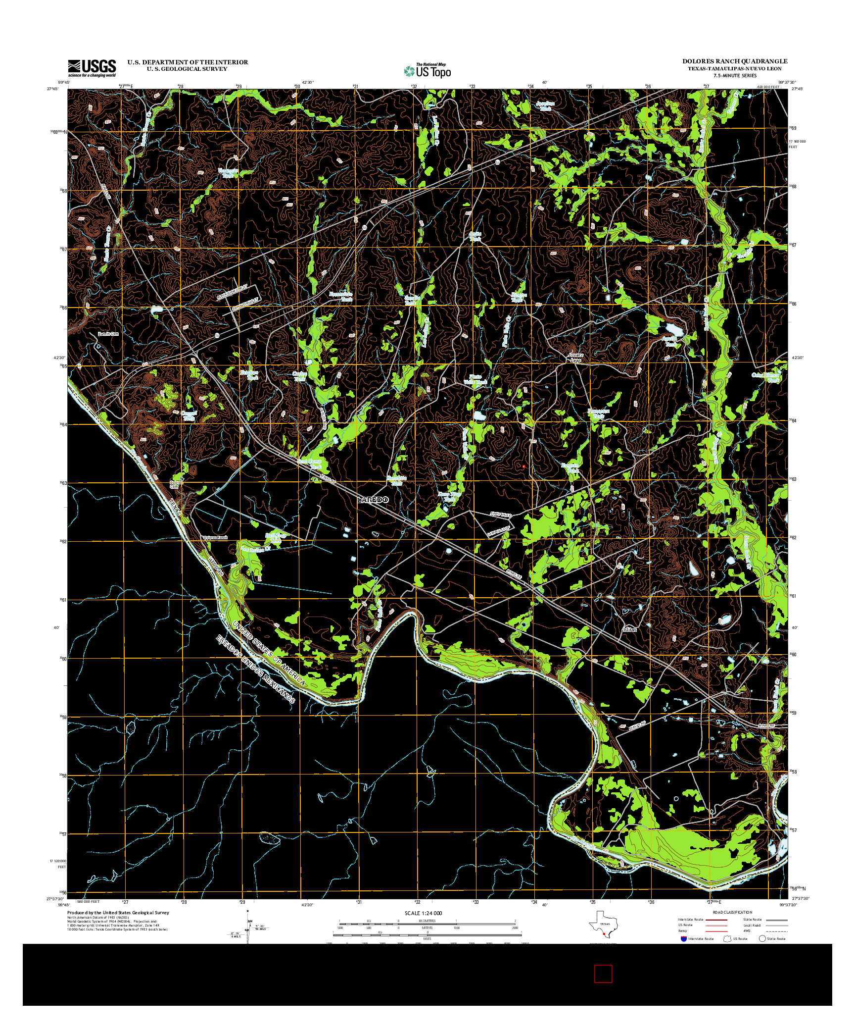 USGS US TOPO 7.5-MINUTE MAP FOR DOLORES RANCH, TX-TAM-NLE 2013