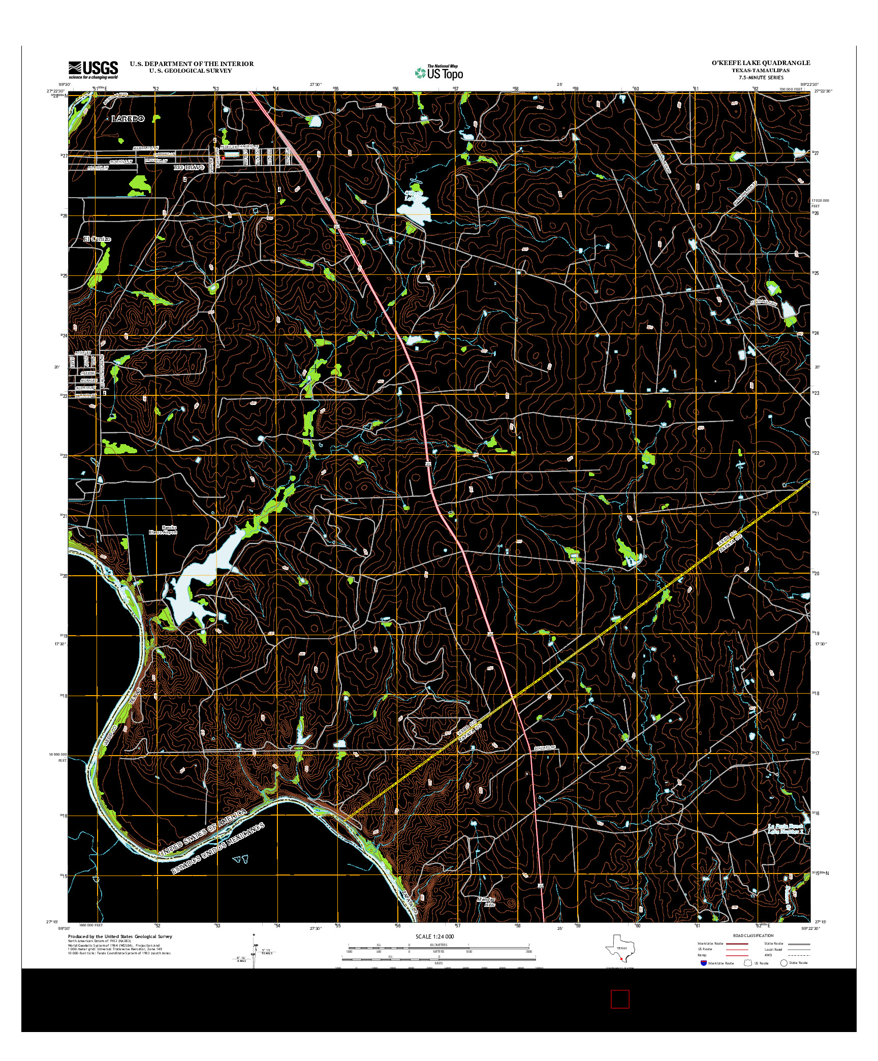 USGS US TOPO 7.5-MINUTE MAP FOR O'KEEFE LAKE, TX-TAM 2013