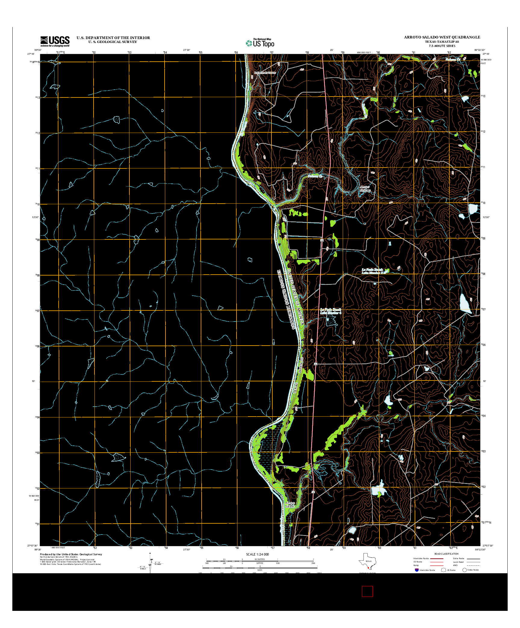 USGS US TOPO 7.5-MINUTE MAP FOR ARROYO SALADO WEST, TX-TAM 2013