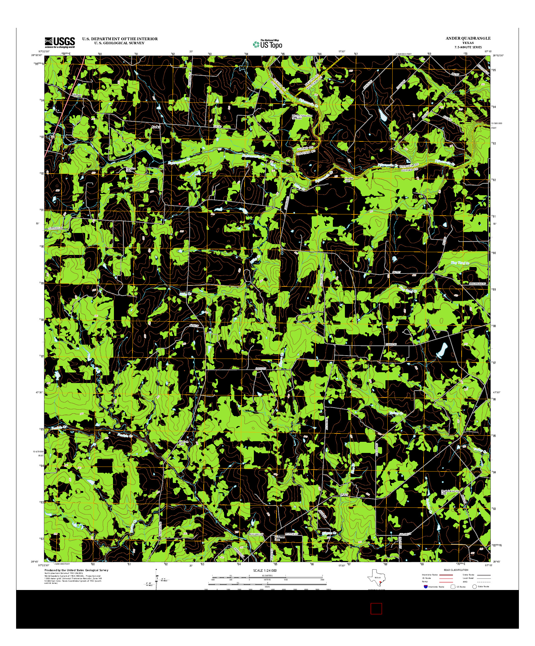 USGS US TOPO 7.5-MINUTE MAP FOR ANDER, TX 2013