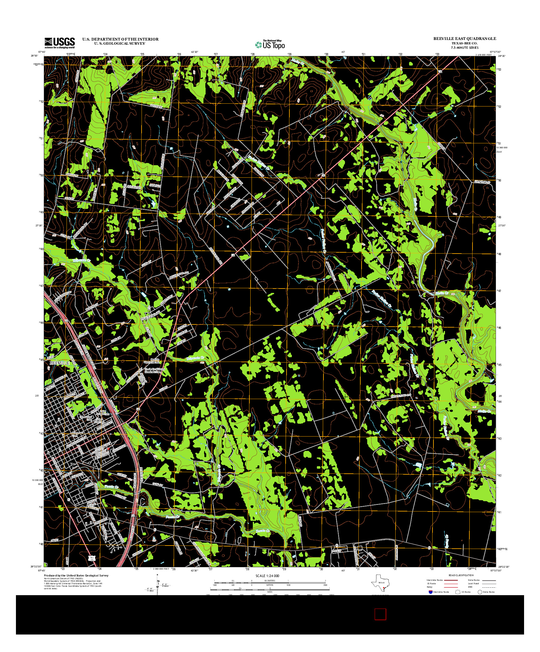 USGS US TOPO 7.5-MINUTE MAP FOR BEEVILLE EAST, TX 2013