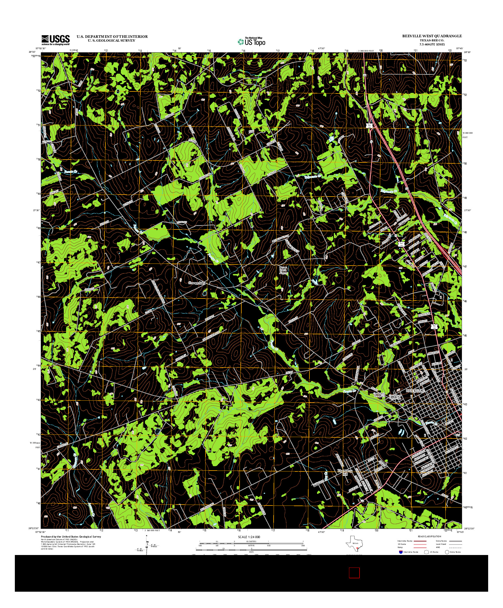 USGS US TOPO 7.5-MINUTE MAP FOR BEEVILLE WEST, TX 2013