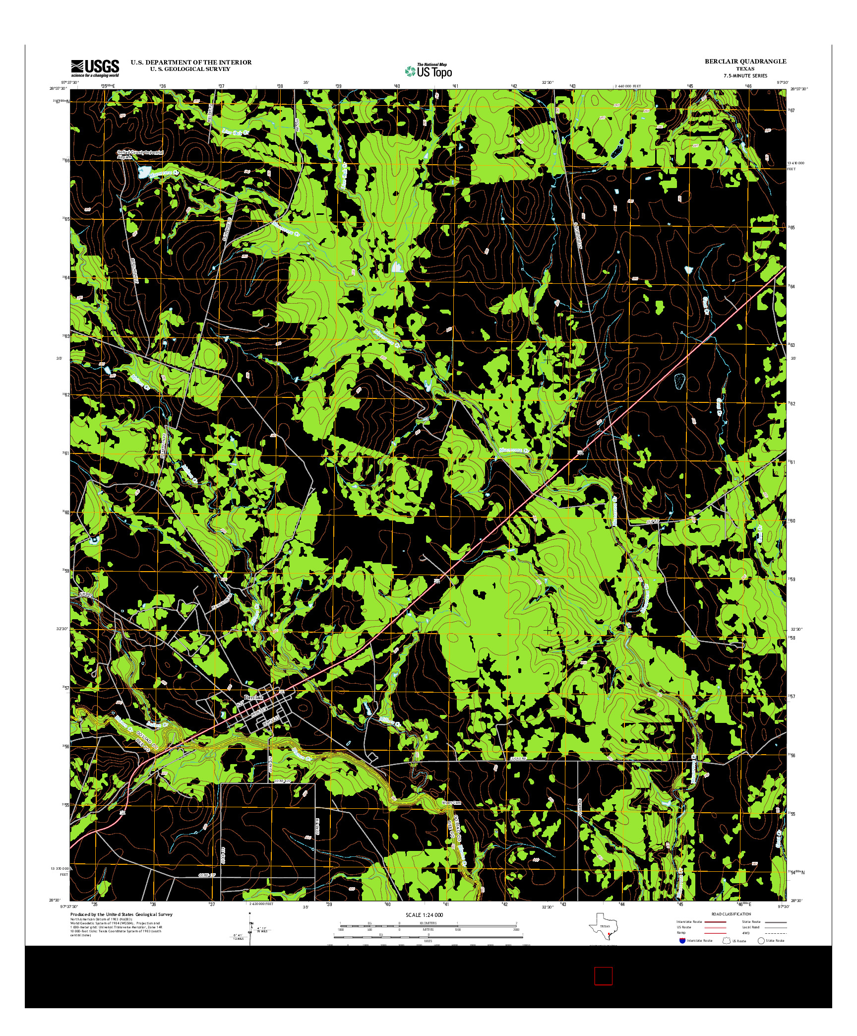 USGS US TOPO 7.5-MINUTE MAP FOR BERCLAIR, TX 2013