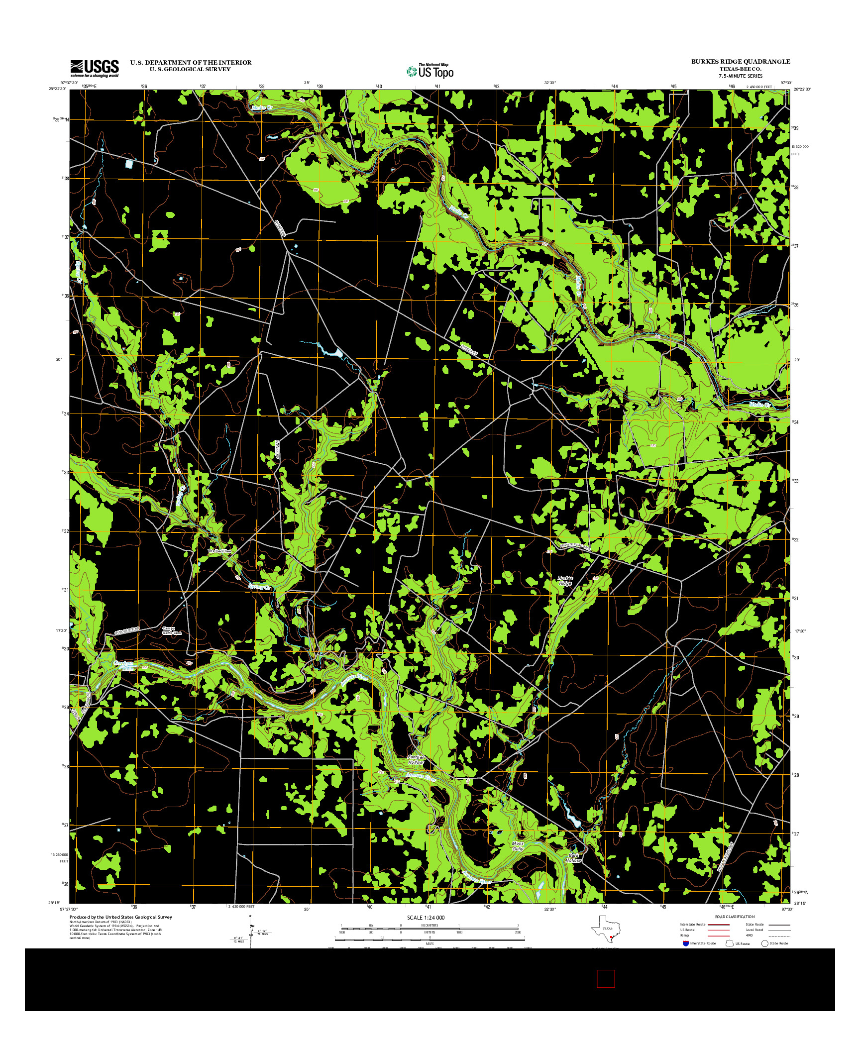 USGS US TOPO 7.5-MINUTE MAP FOR BURKES RIDGE, TX 2013