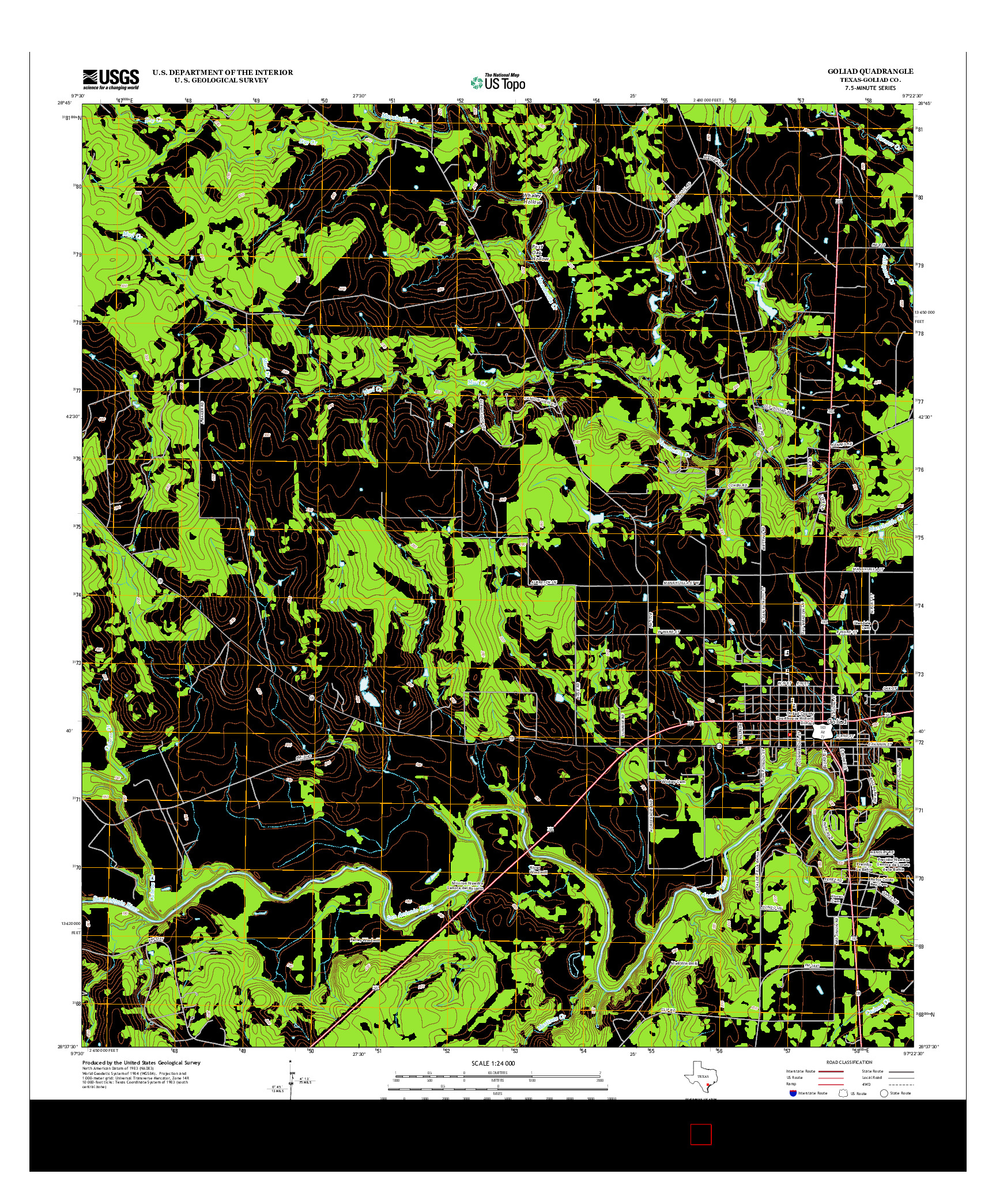 USGS US TOPO 7.5-MINUTE MAP FOR GOLIAD, TX 2013