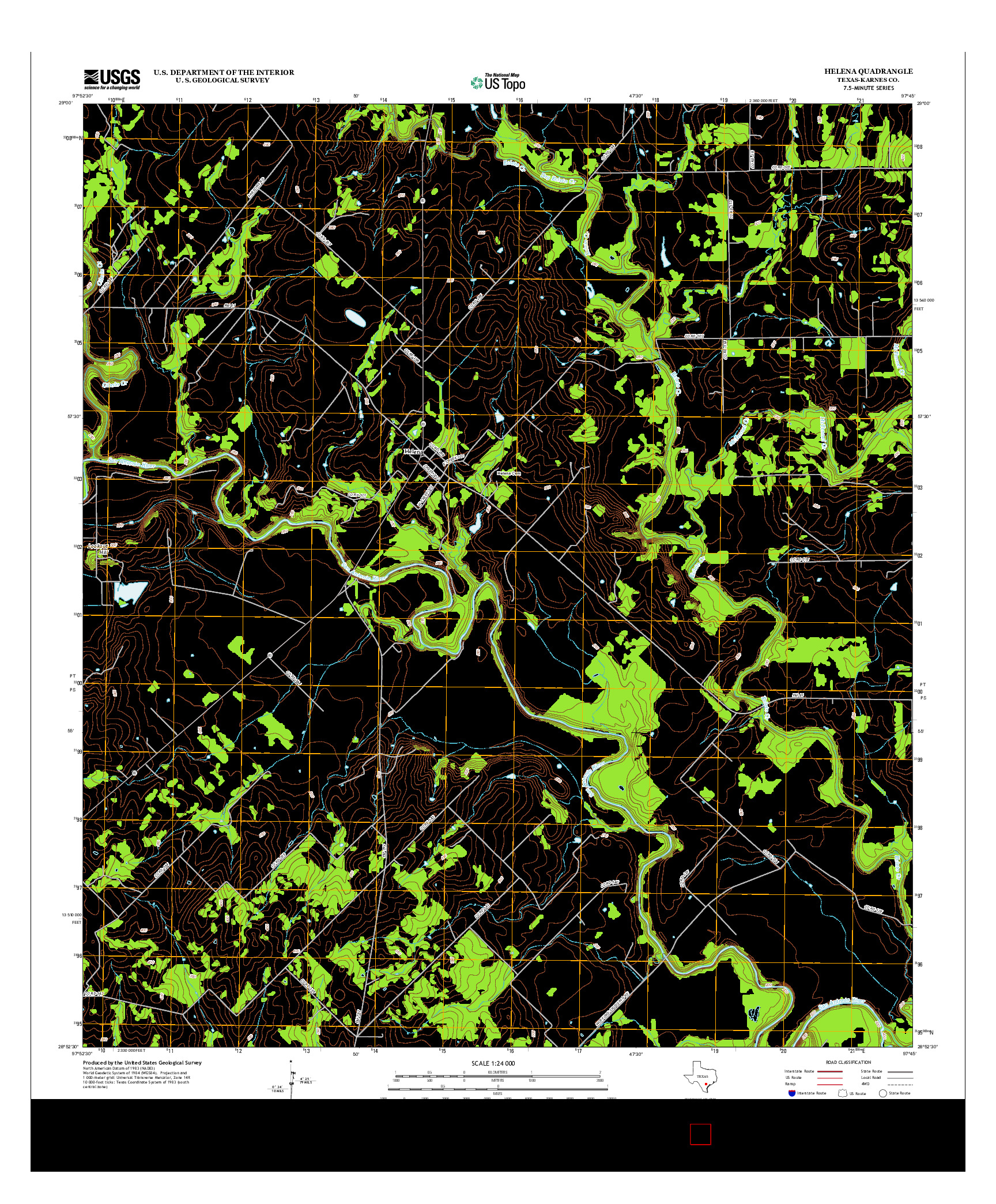 USGS US TOPO 7.5-MINUTE MAP FOR HELENA, TX 2013