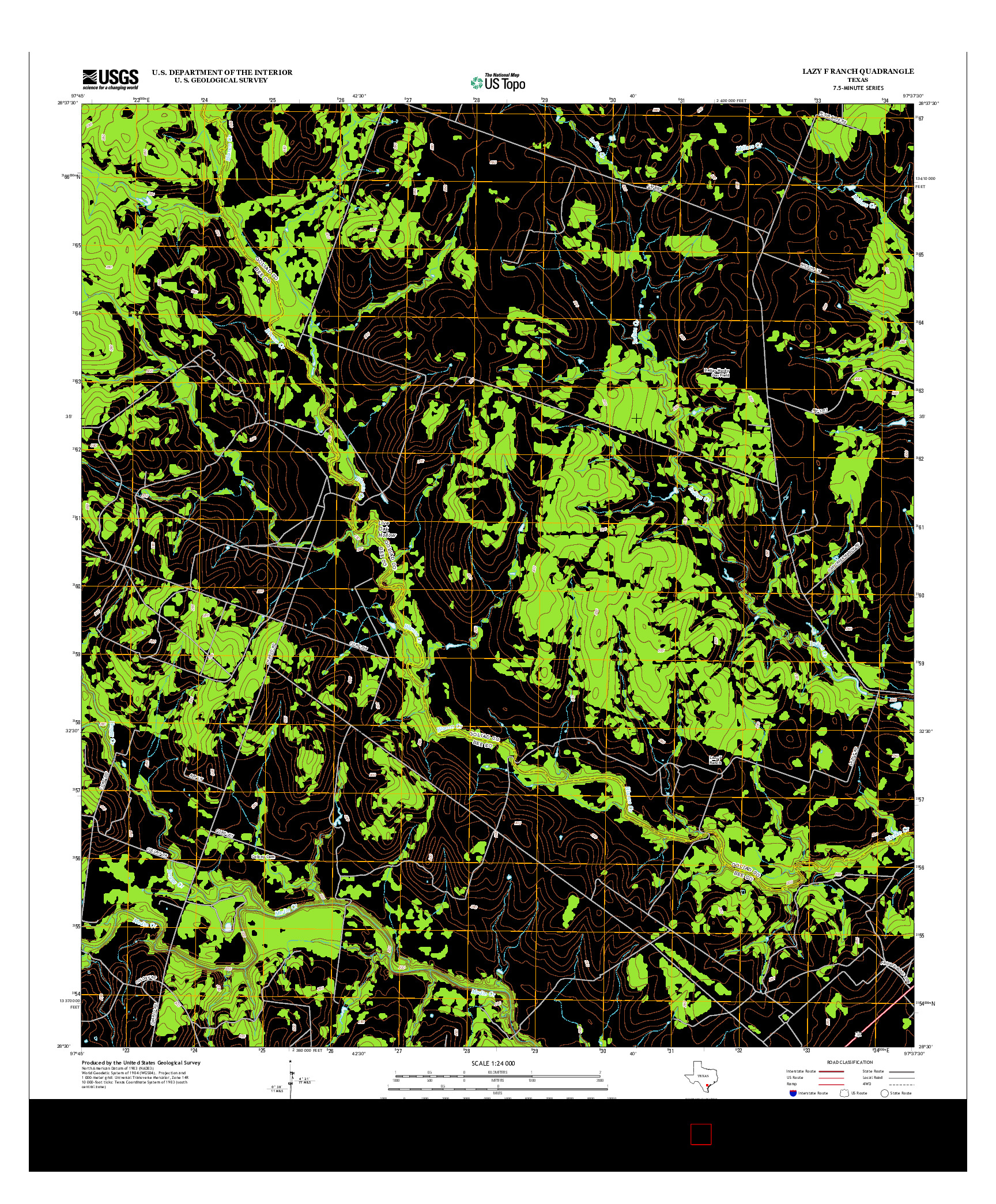 USGS US TOPO 7.5-MINUTE MAP FOR LAZY F RANCH, TX 2013