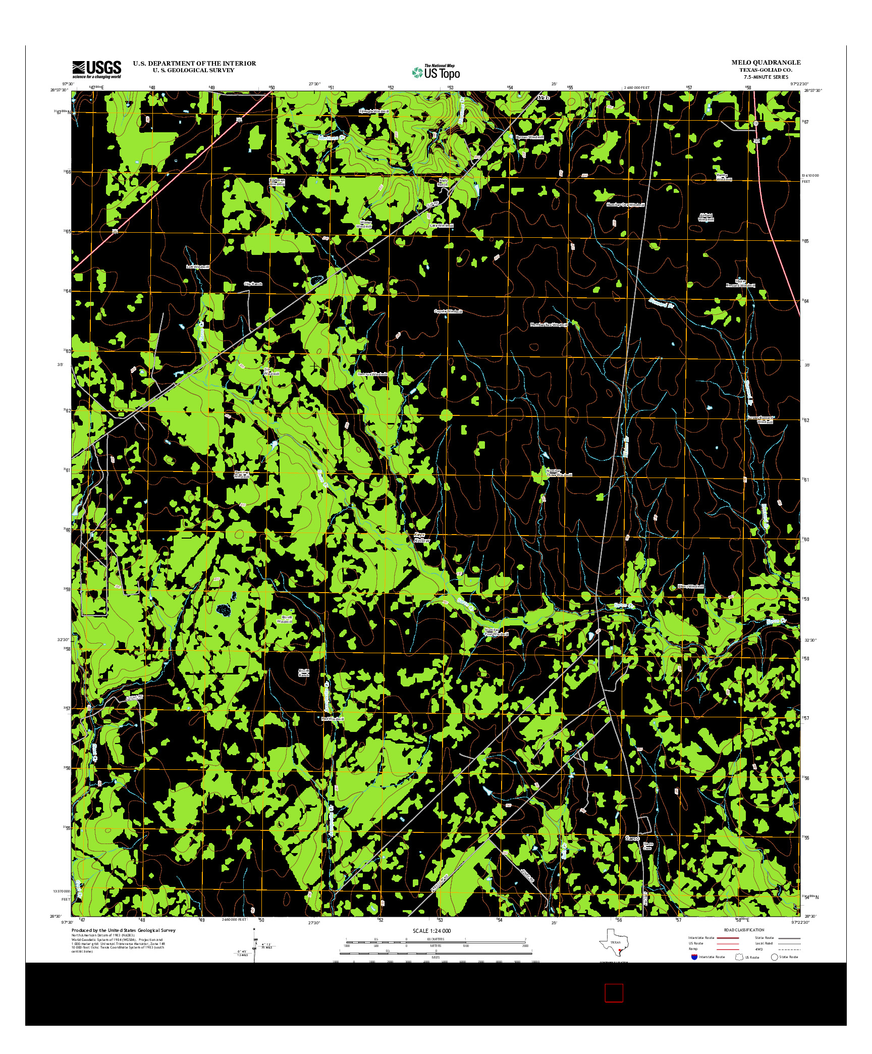 USGS US TOPO 7.5-MINUTE MAP FOR MELO, TX 2013