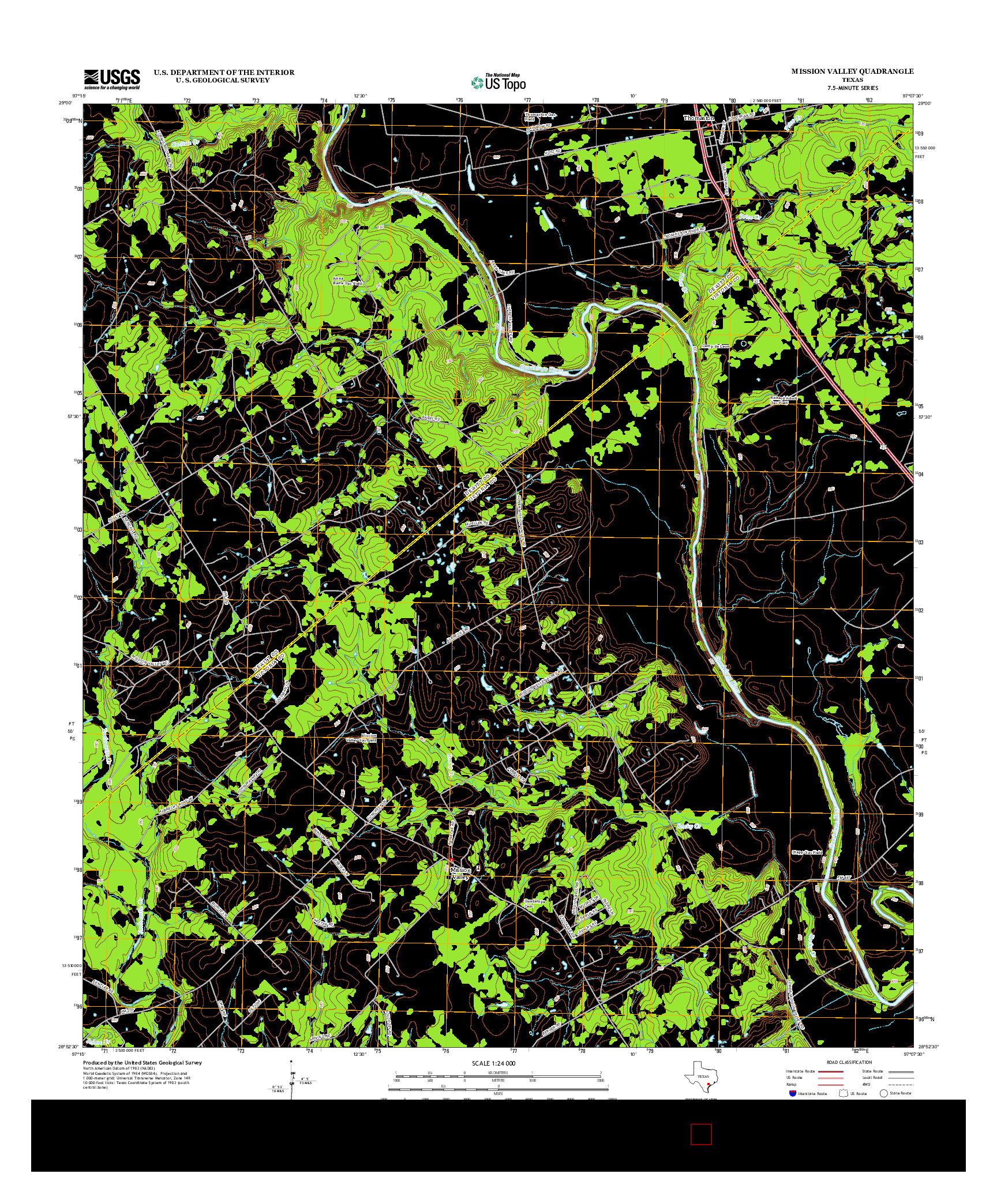 USGS US TOPO 7.5-MINUTE MAP FOR MISSION VALLEY, TX 2013