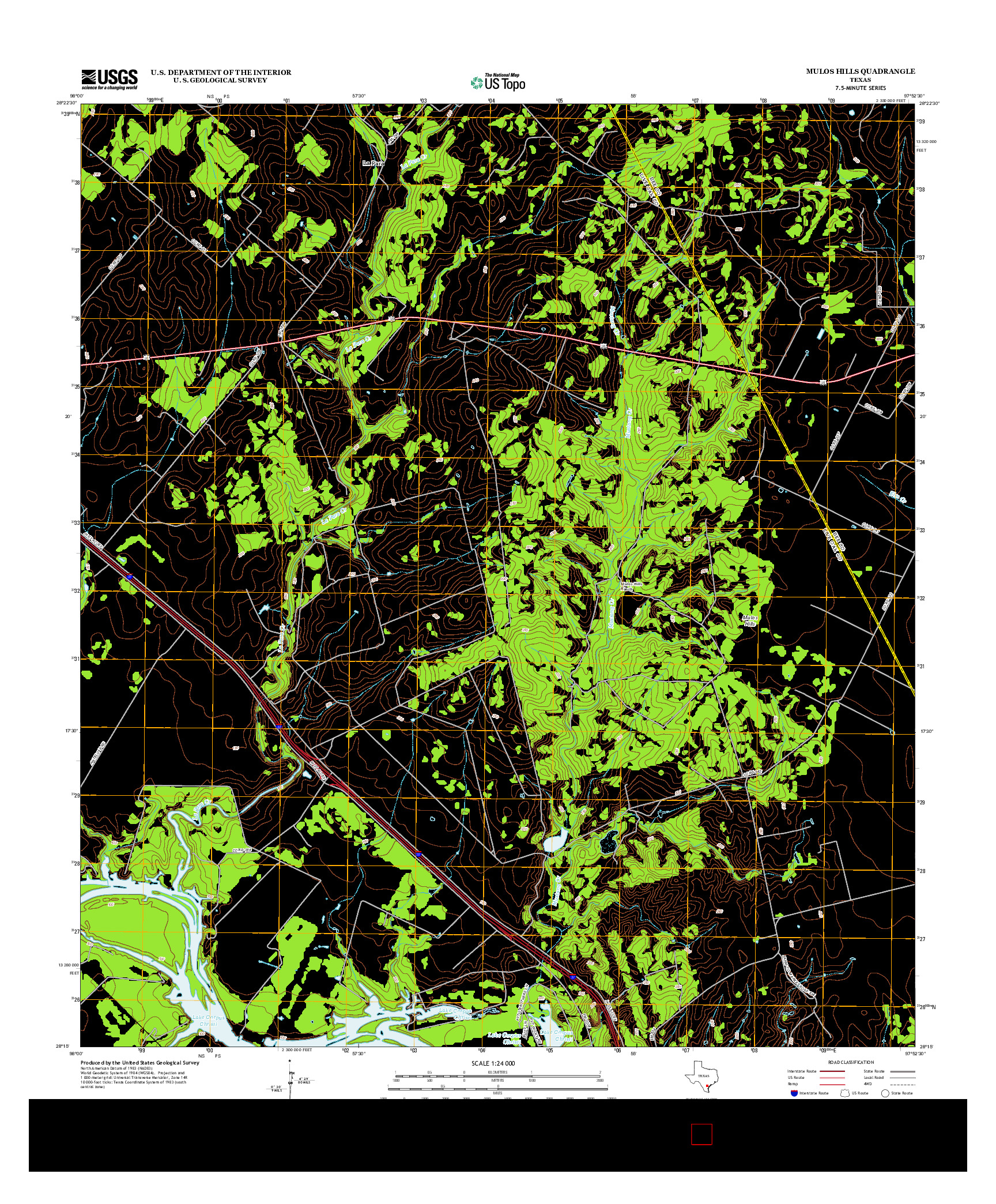 USGS US TOPO 7.5-MINUTE MAP FOR MULOS HILLS, TX 2013