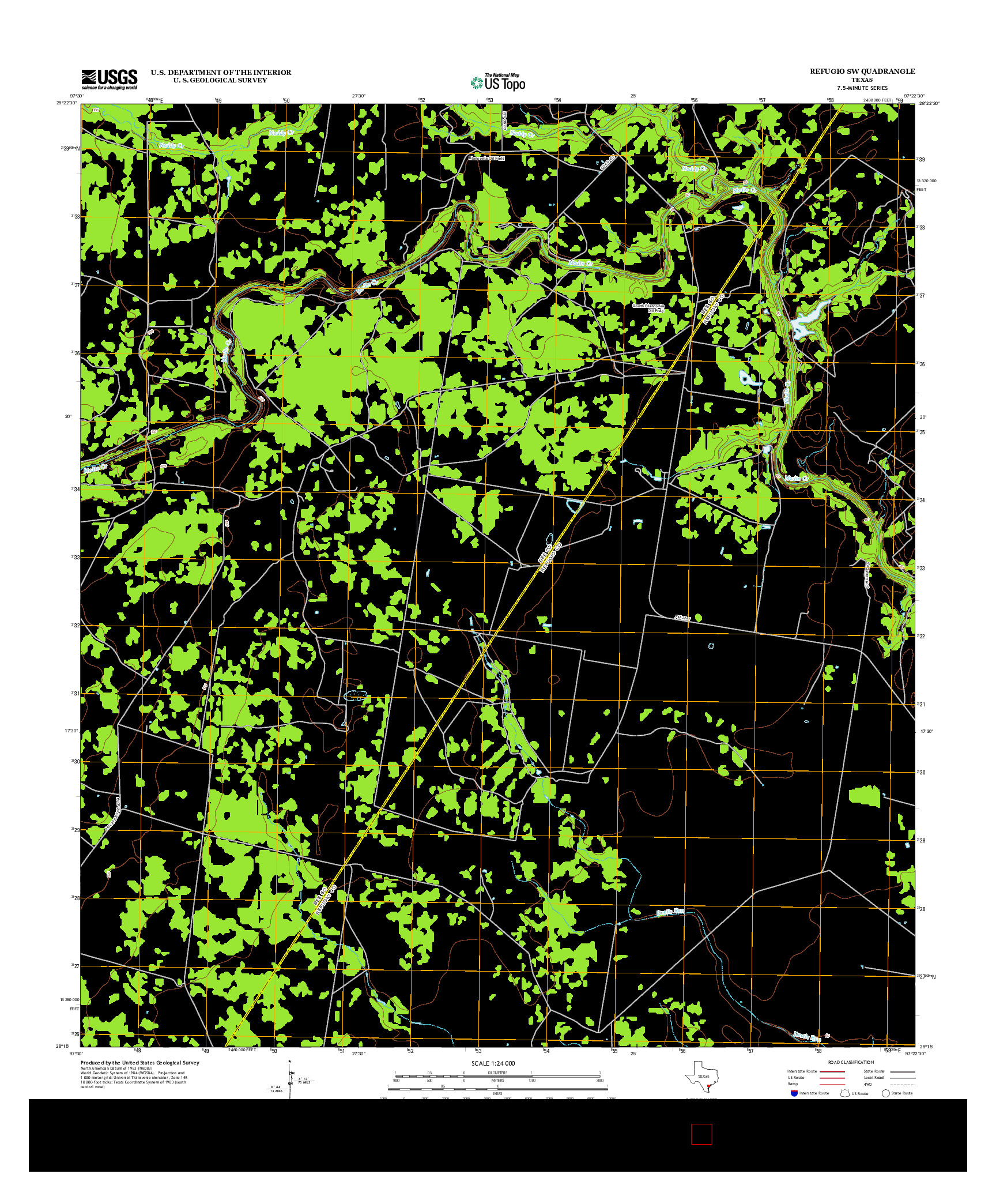 USGS US TOPO 7.5-MINUTE MAP FOR REFUGIO SW, TX 2013