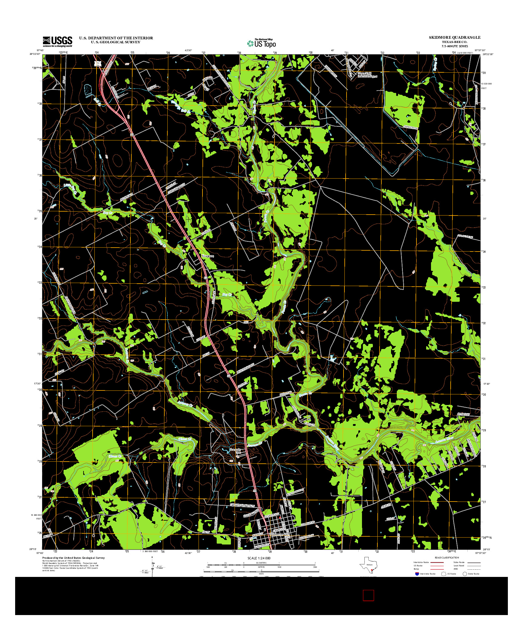 USGS US TOPO 7.5-MINUTE MAP FOR SKIDMORE, TX 2013