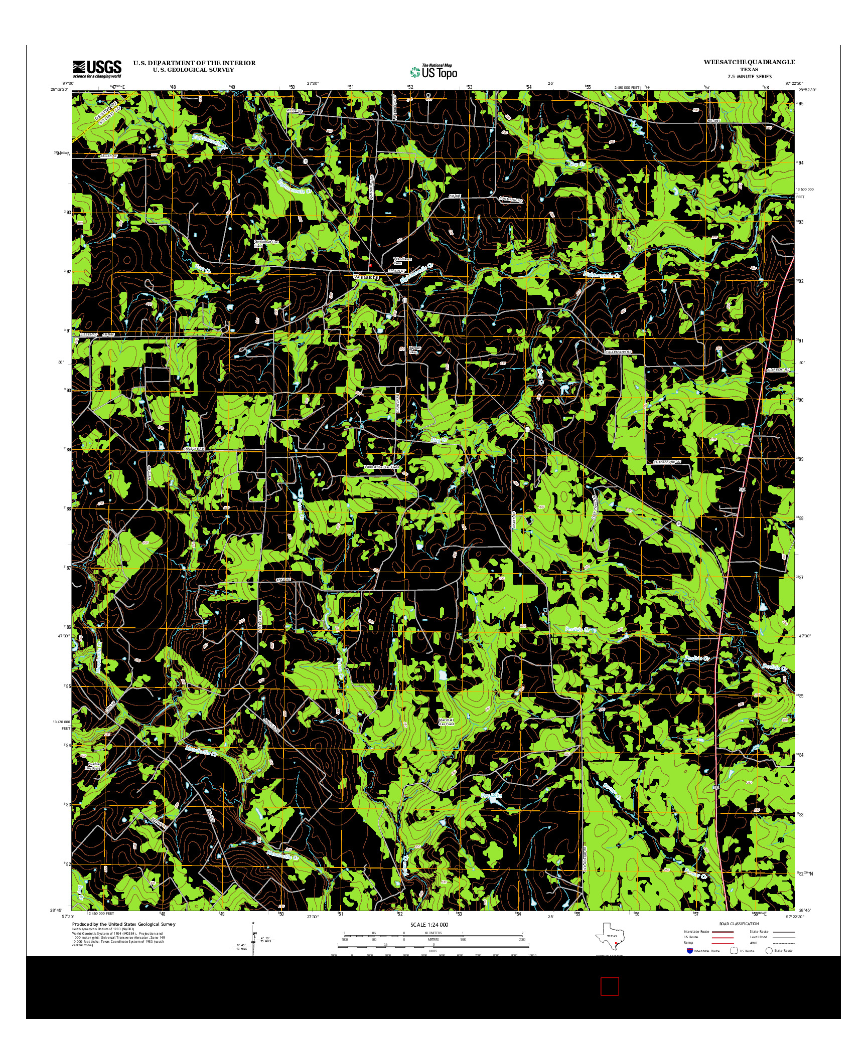 USGS US TOPO 7.5-MINUTE MAP FOR WEESATCHE, TX 2013