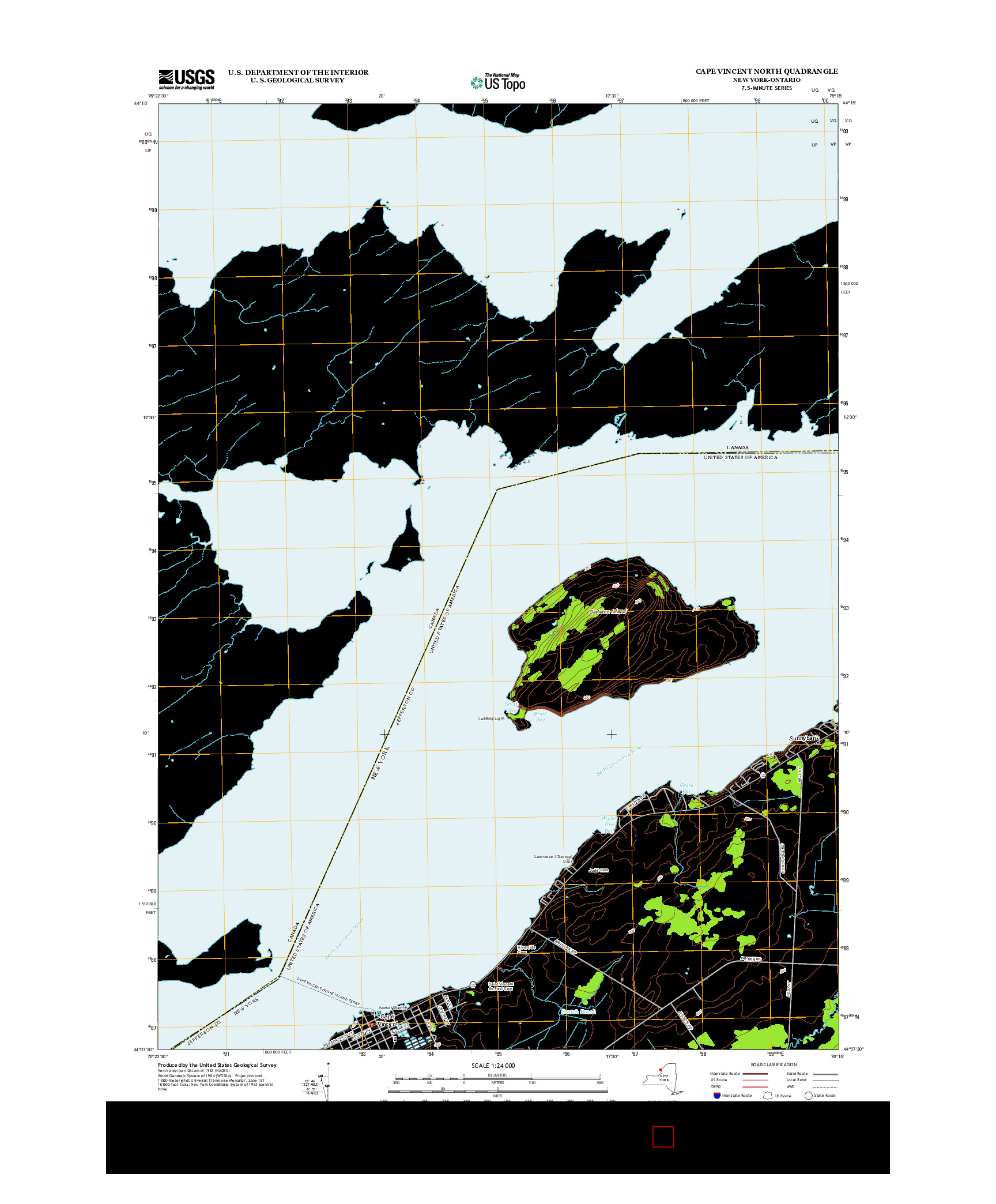 USGS US TOPO 7.5-MINUTE MAP FOR CAPE VINCENT NORTH, NY-ON 2013