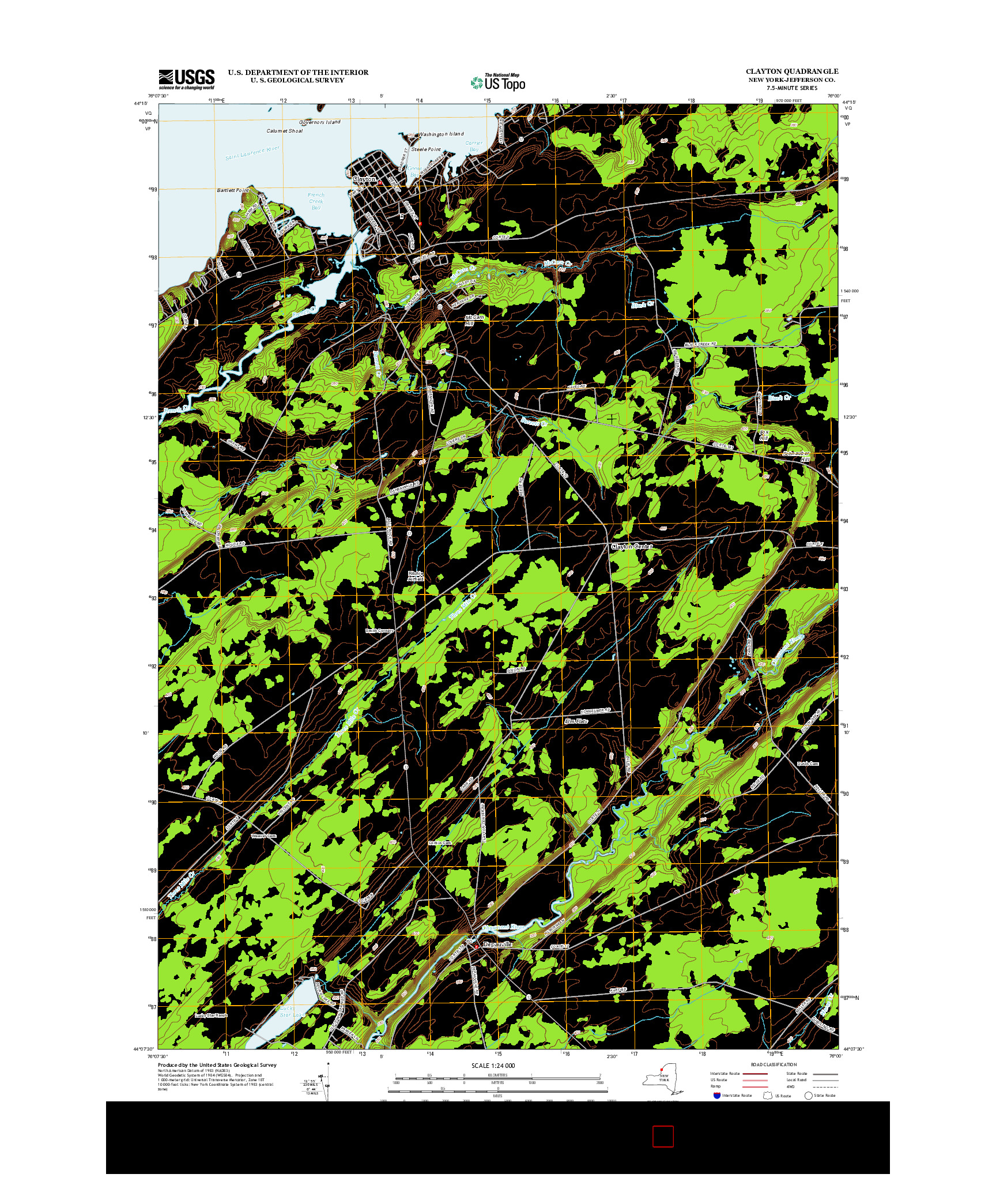 USGS US TOPO 7.5-MINUTE MAP FOR CLAYTON, NY 2013