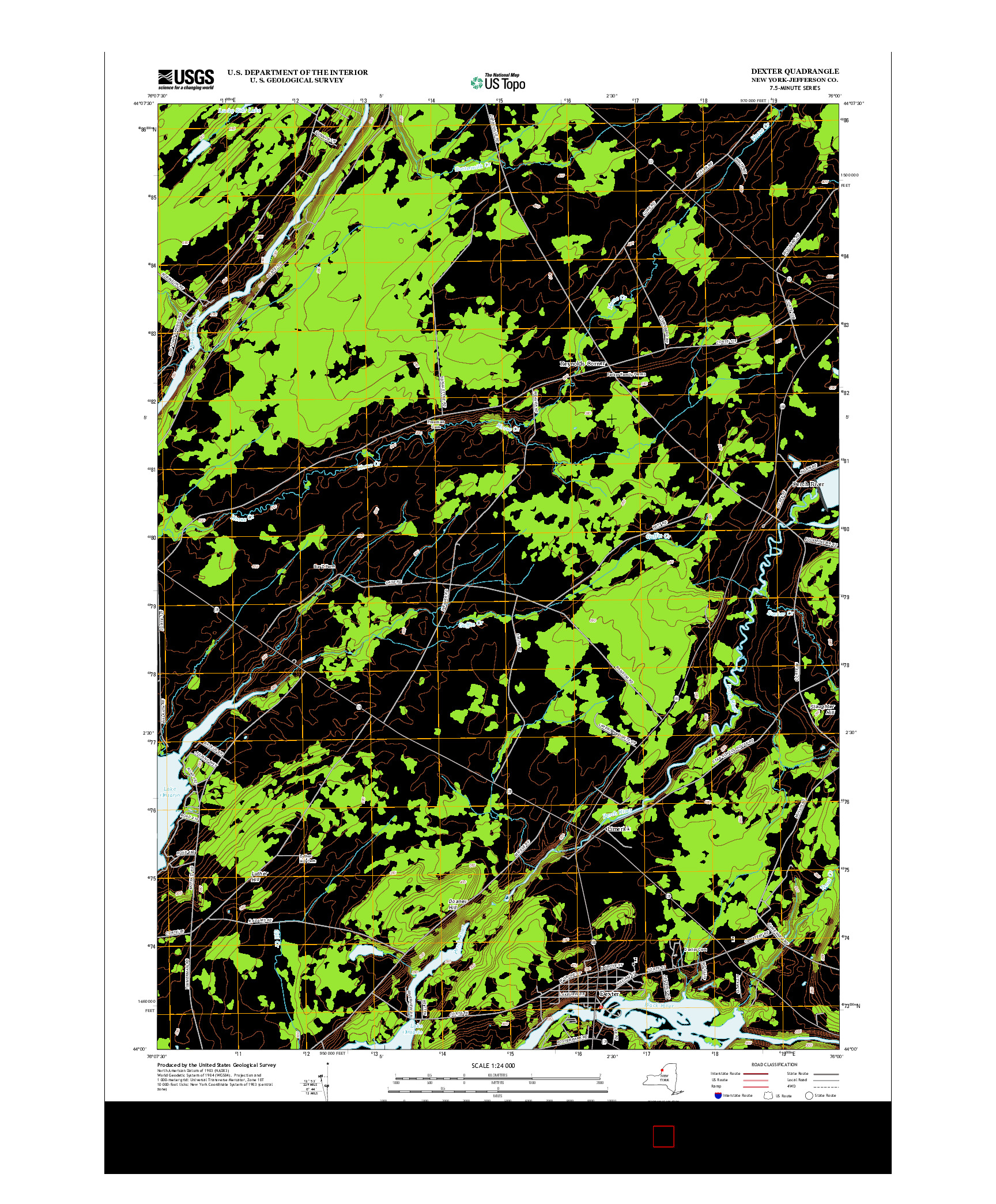 USGS US TOPO 7.5-MINUTE MAP FOR DEXTER, NY 2013