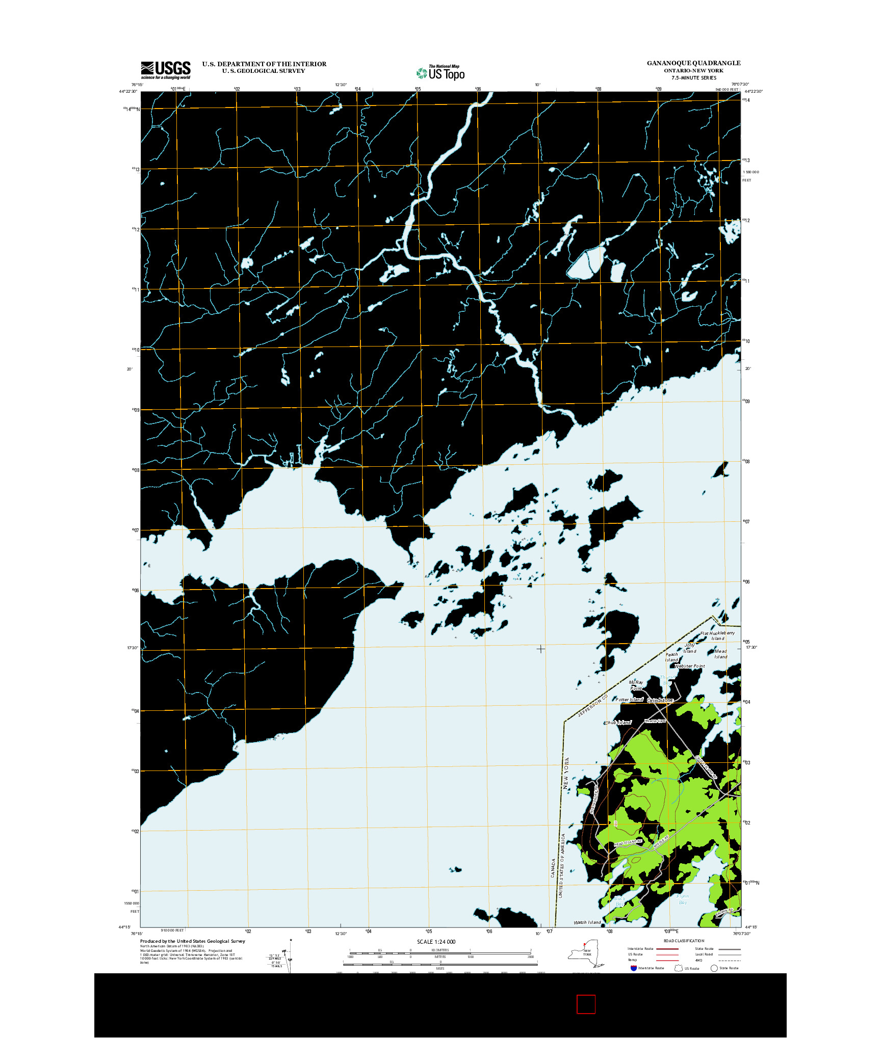 USGS US TOPO 7.5-MINUTE MAP FOR GANANOQUE, ON-NY 2013