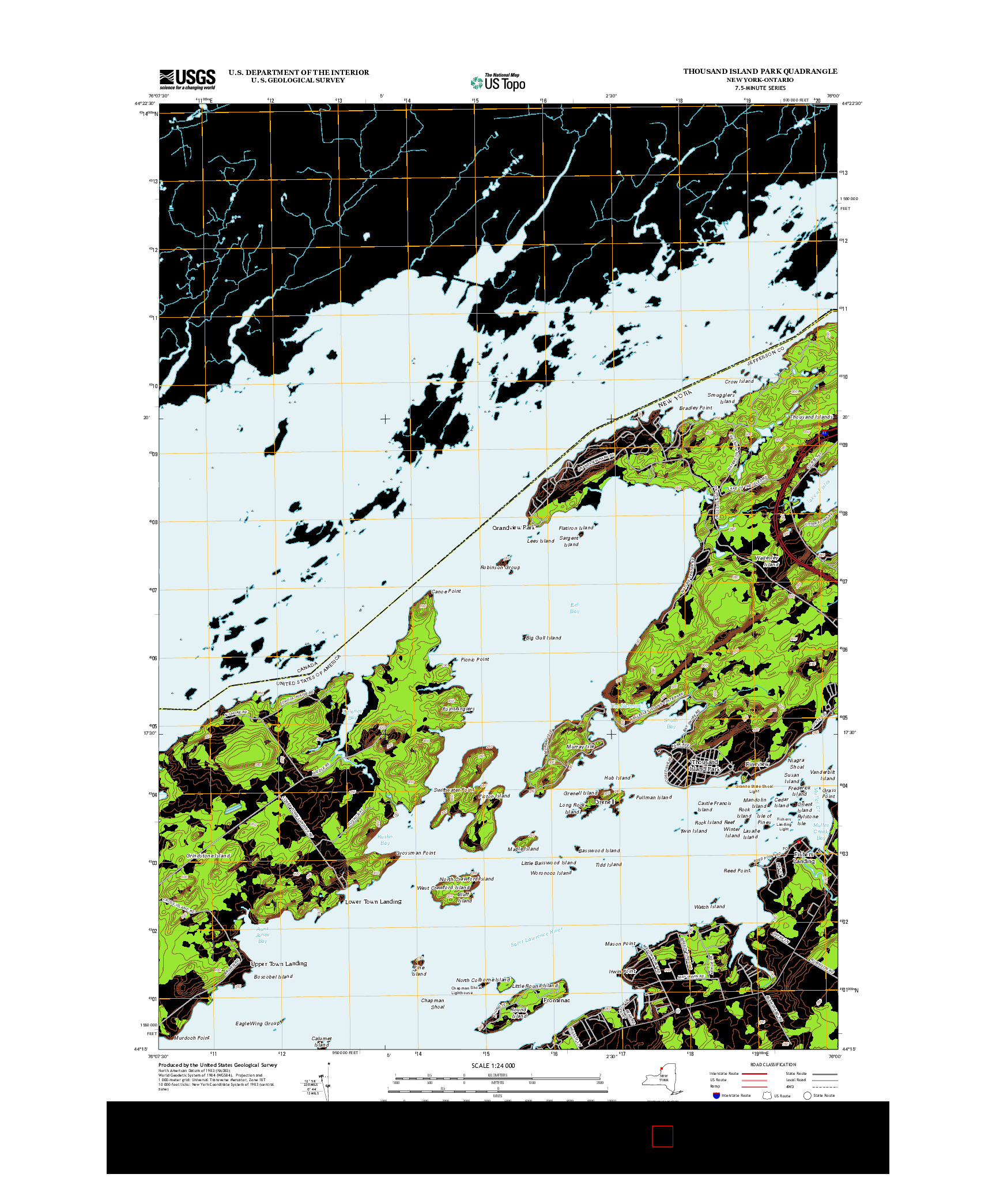 USGS US TOPO 7.5-MINUTE MAP FOR THOUSAND ISLAND PARK, NY-ON 2013
