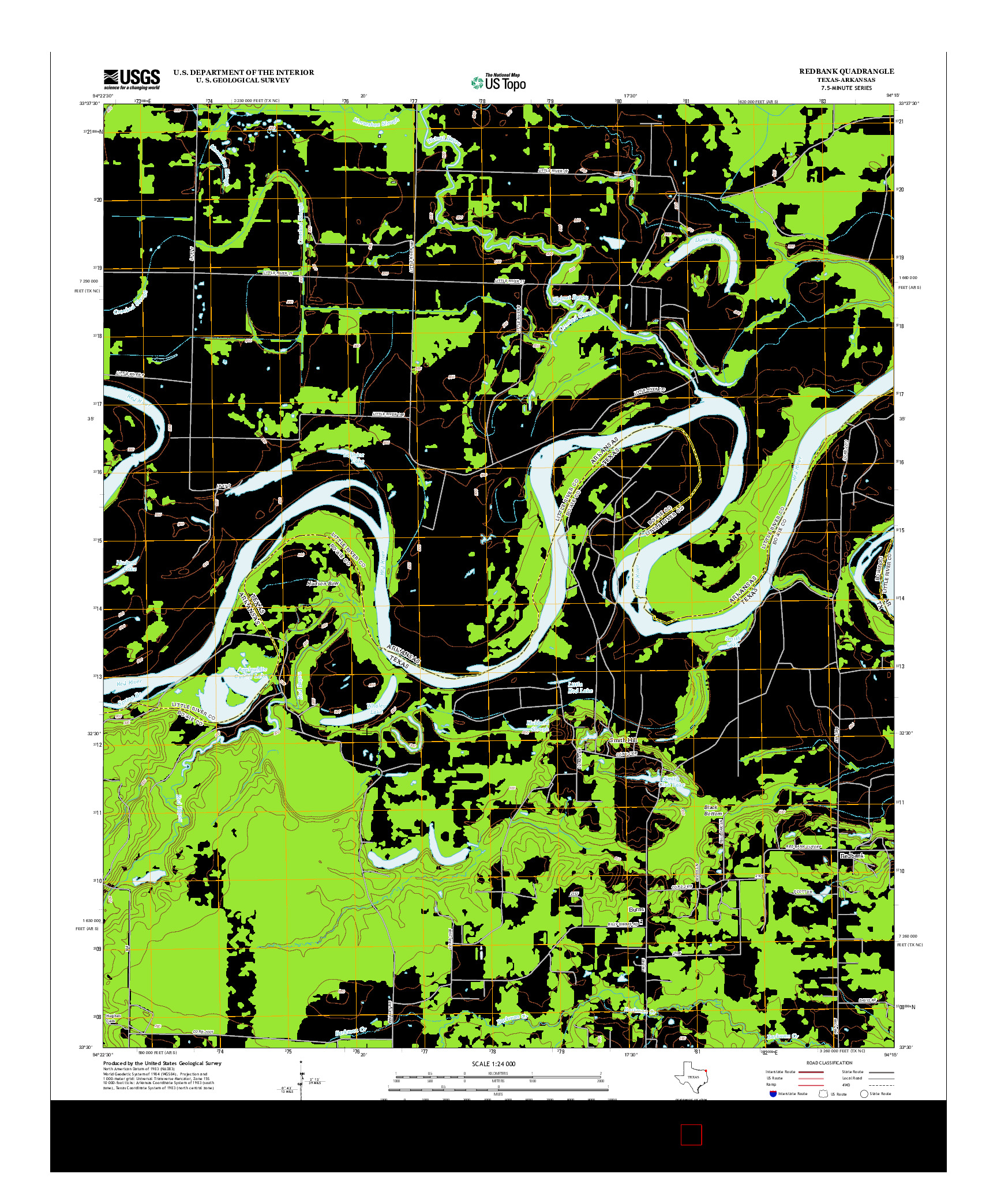 USGS US TOPO 7.5-MINUTE MAP FOR REDBANK, TX-AR 2013