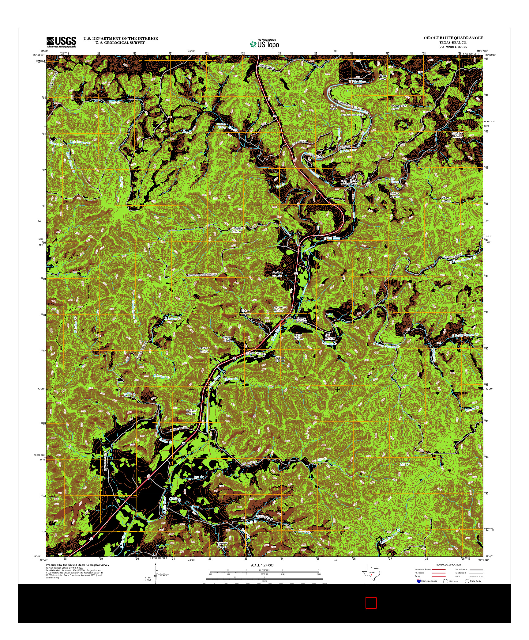 USGS US TOPO 7.5-MINUTE MAP FOR CIRCLE BLUFF, TX 2013