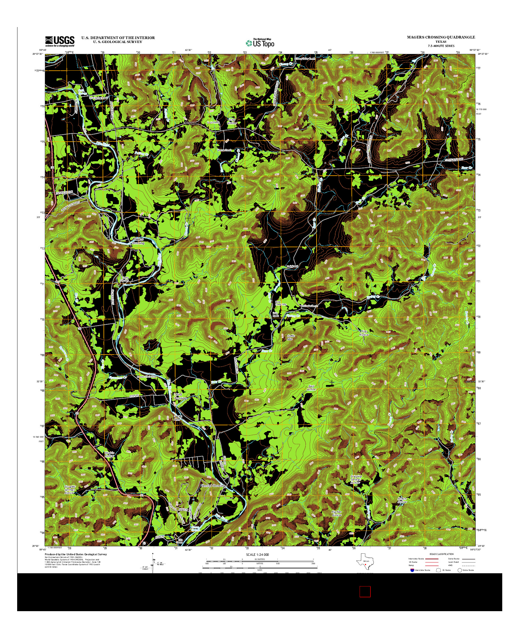 USGS US TOPO 7.5-MINUTE MAP FOR MAGERS CROSSING, TX 2013