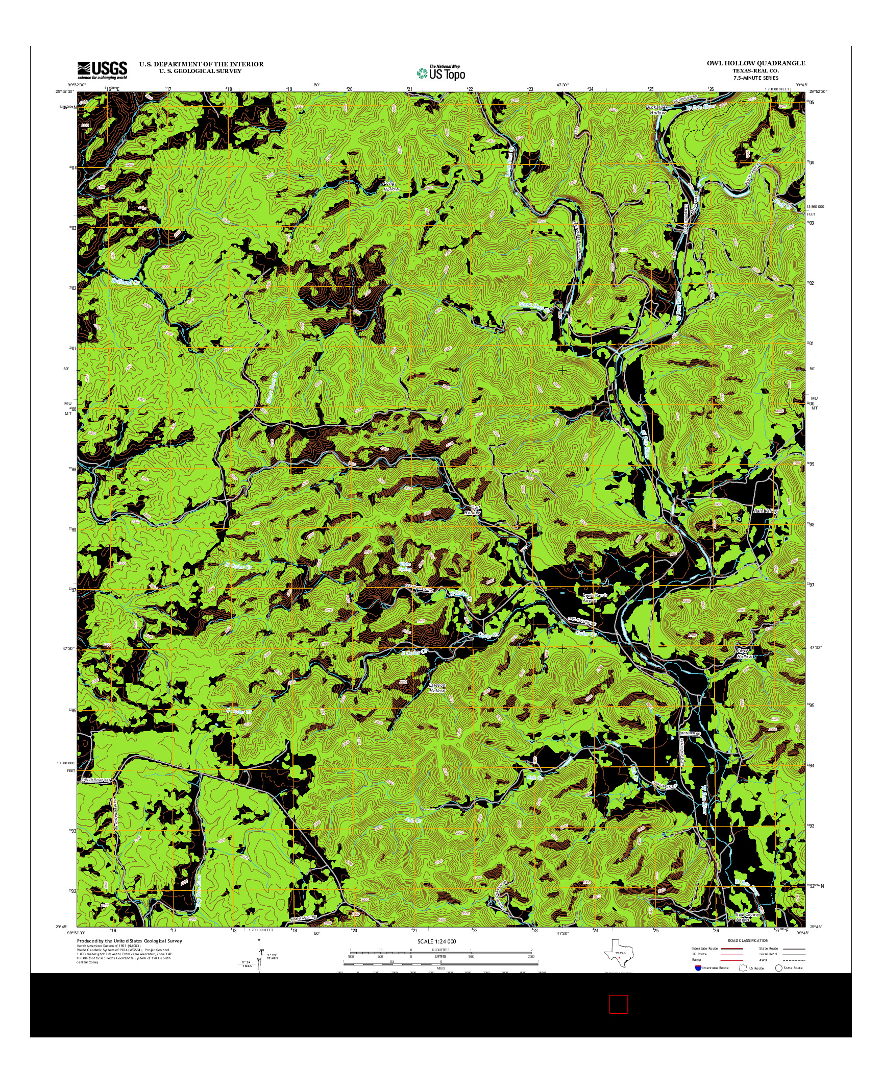 USGS US TOPO 7.5-MINUTE MAP FOR OWL HOLLOW, TX 2013