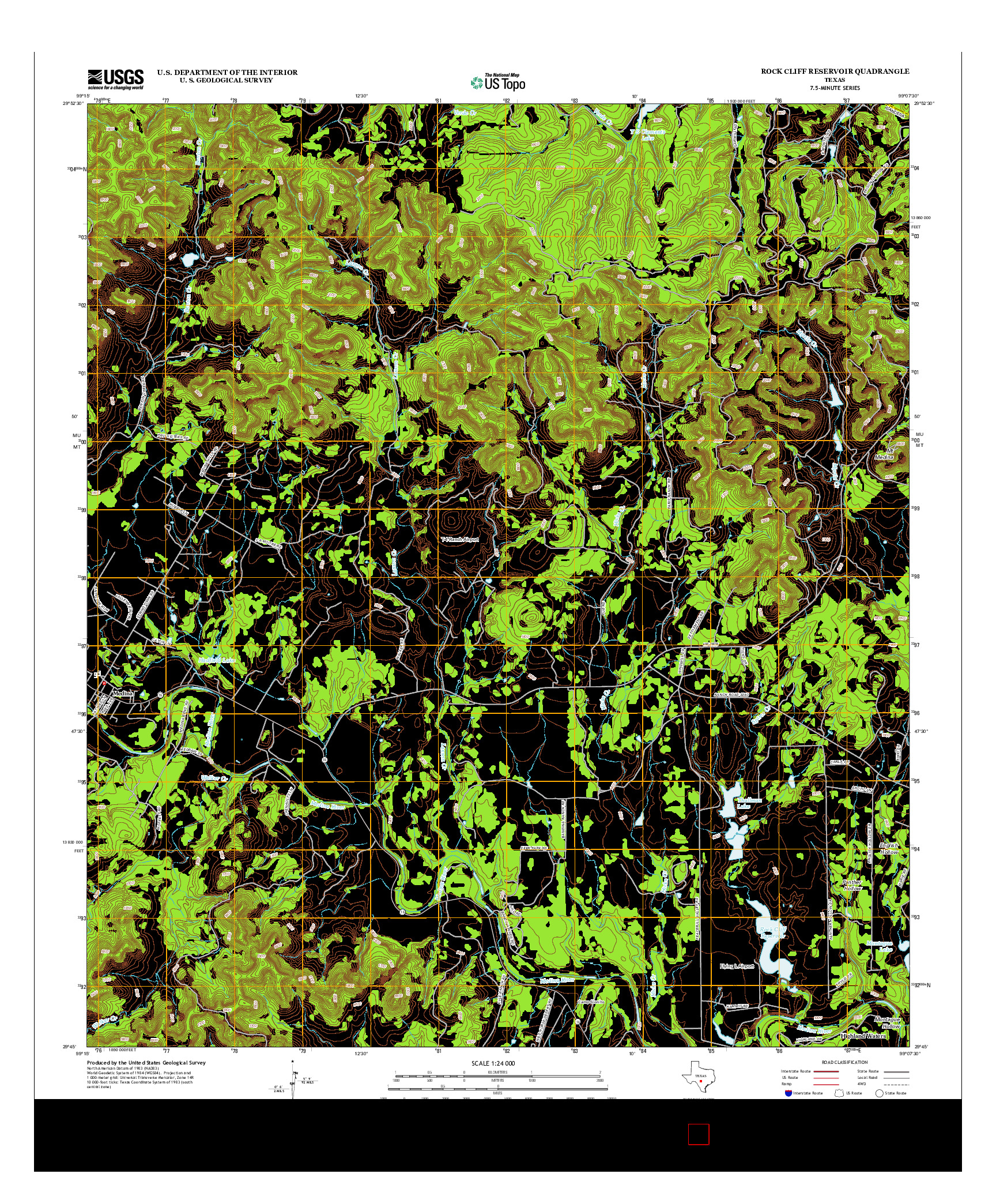 USGS US TOPO 7.5-MINUTE MAP FOR ROCK CLIFF RESERVOIR, TX 2013