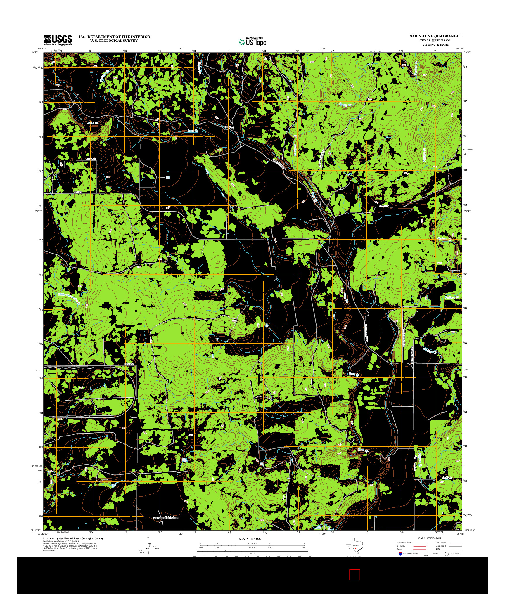 USGS US TOPO 7.5-MINUTE MAP FOR SABINAL NE, TX 2013