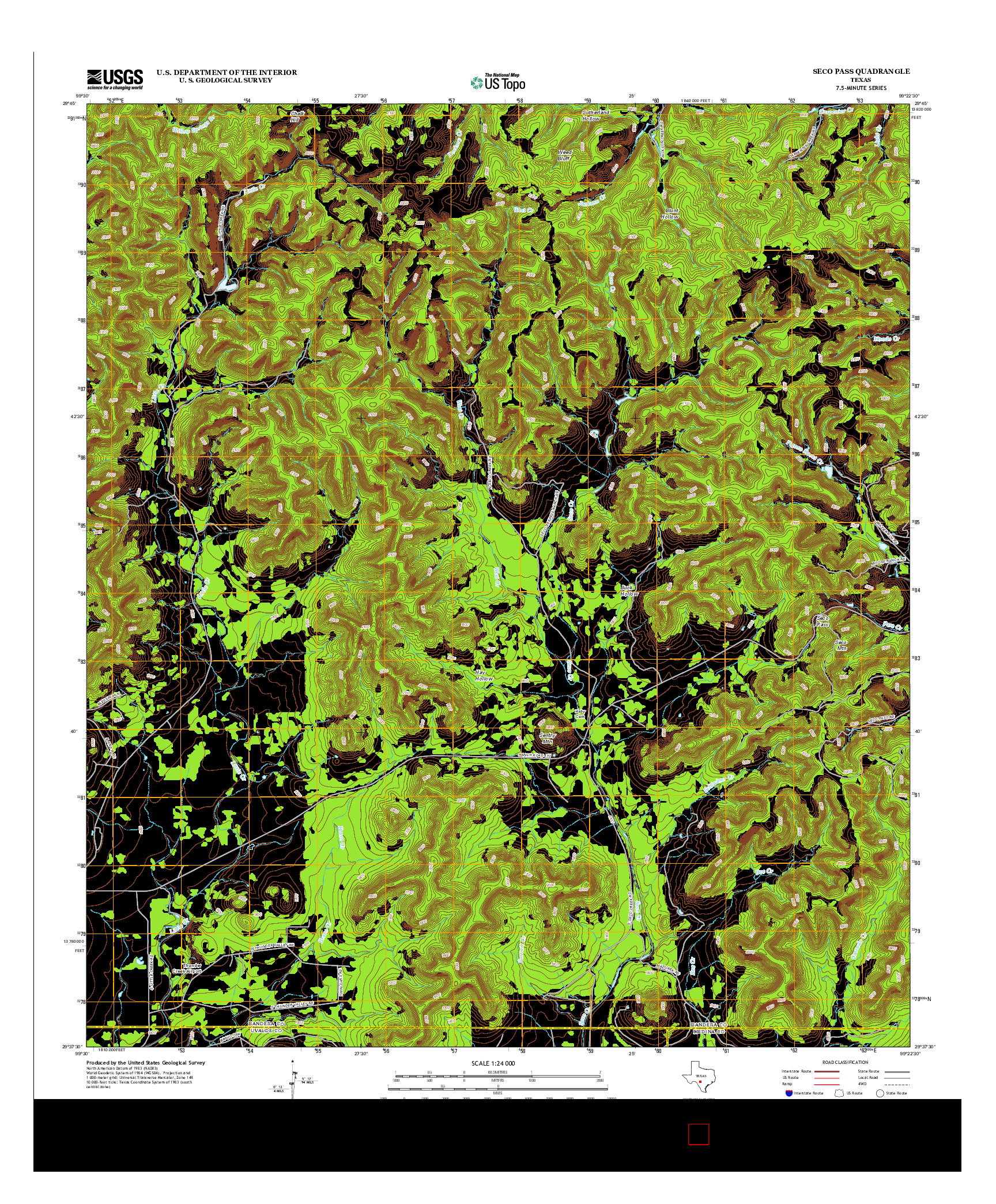 USGS US TOPO 7.5-MINUTE MAP FOR SECO PASS, TX 2013